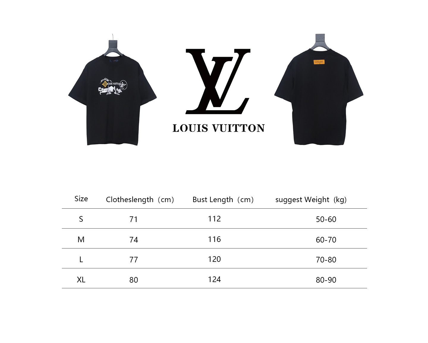 Louis Vuitton outdoor sketch brand letter logo printed short sleeve black