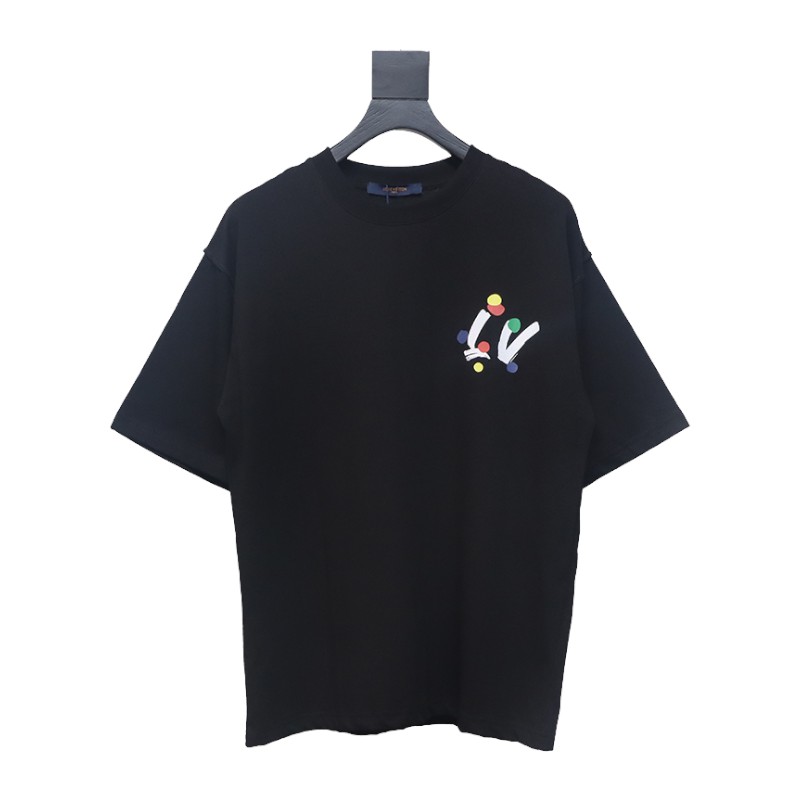 Louis Vuitton painted digital direct printing short sleeve black