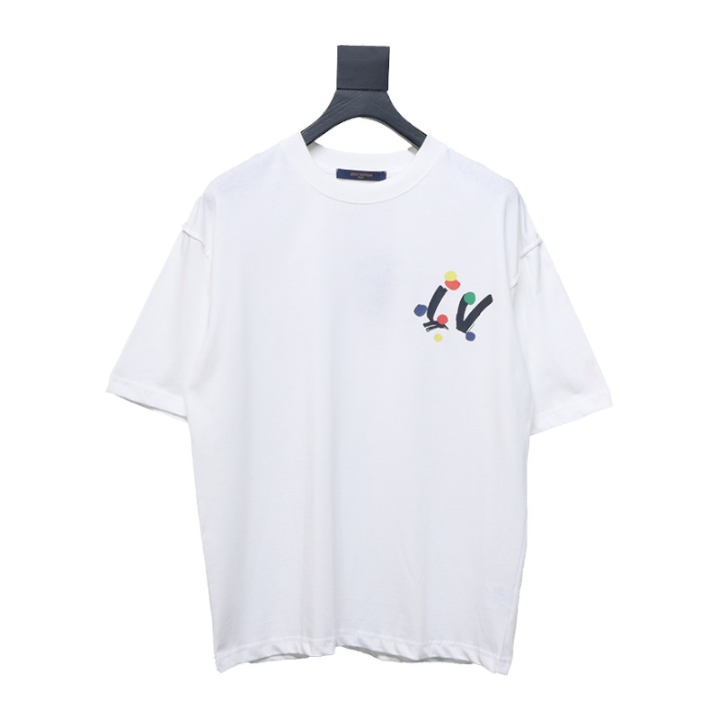 Louis Vuitton painted digital direct printing short sleeve White