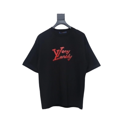 Louis Vuitton spotted red hollow print short sleeve black 01