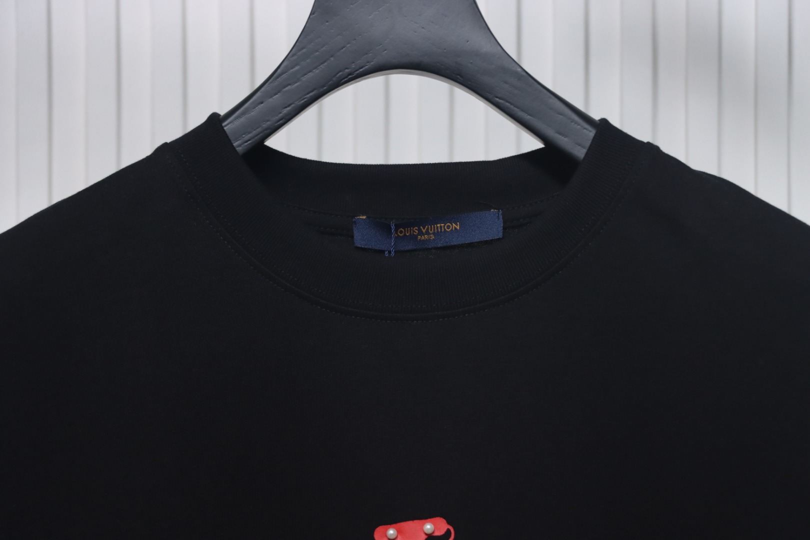 Louis Vuitton spotted red hollow print short sleeve black