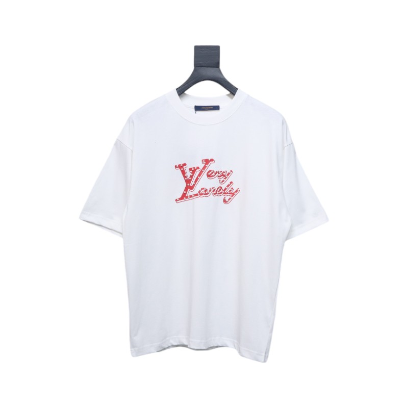 Louis Vuitton spotted red hollow print short sleeve white