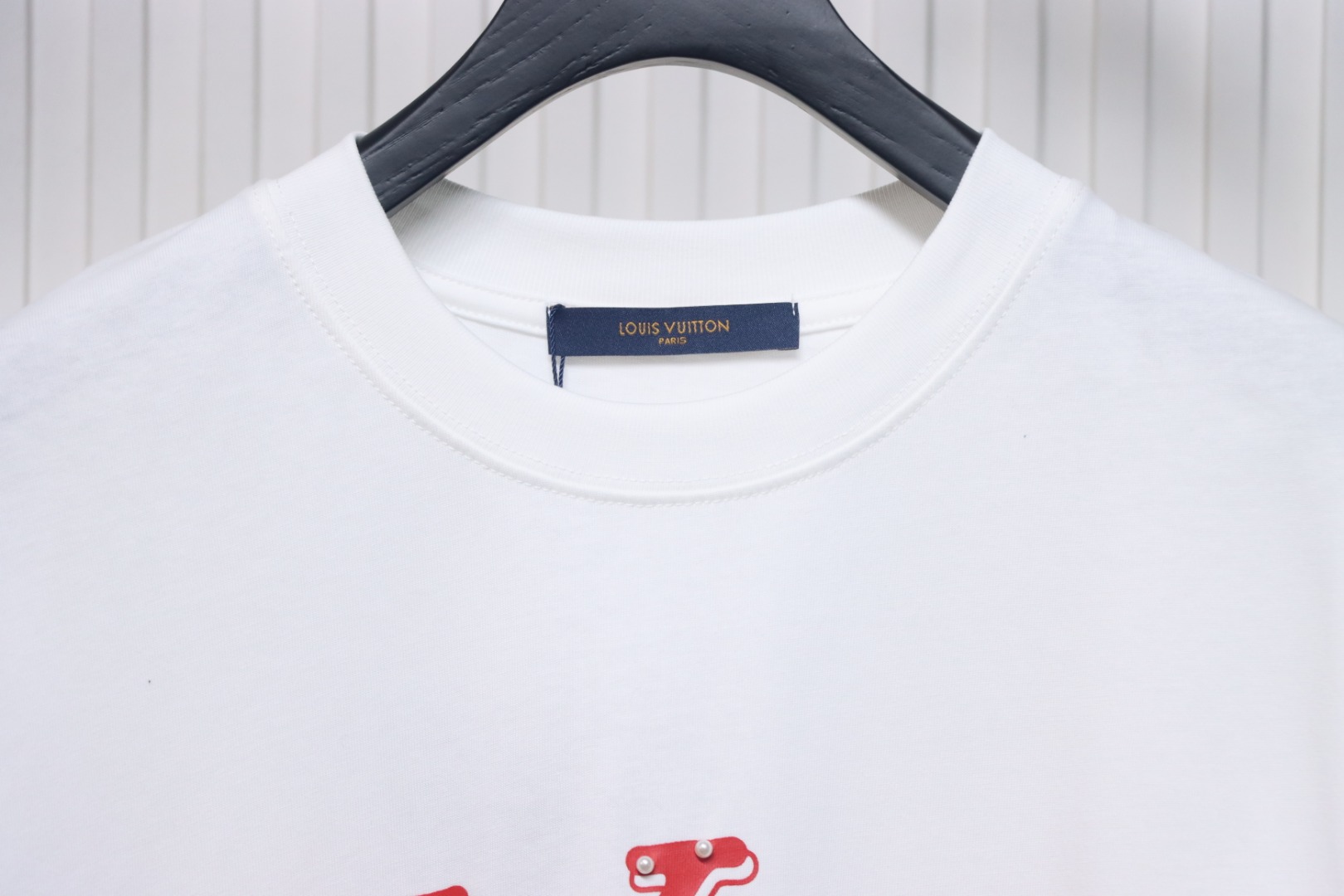 Louis Vuitton spotted red hollow print short sleeve white