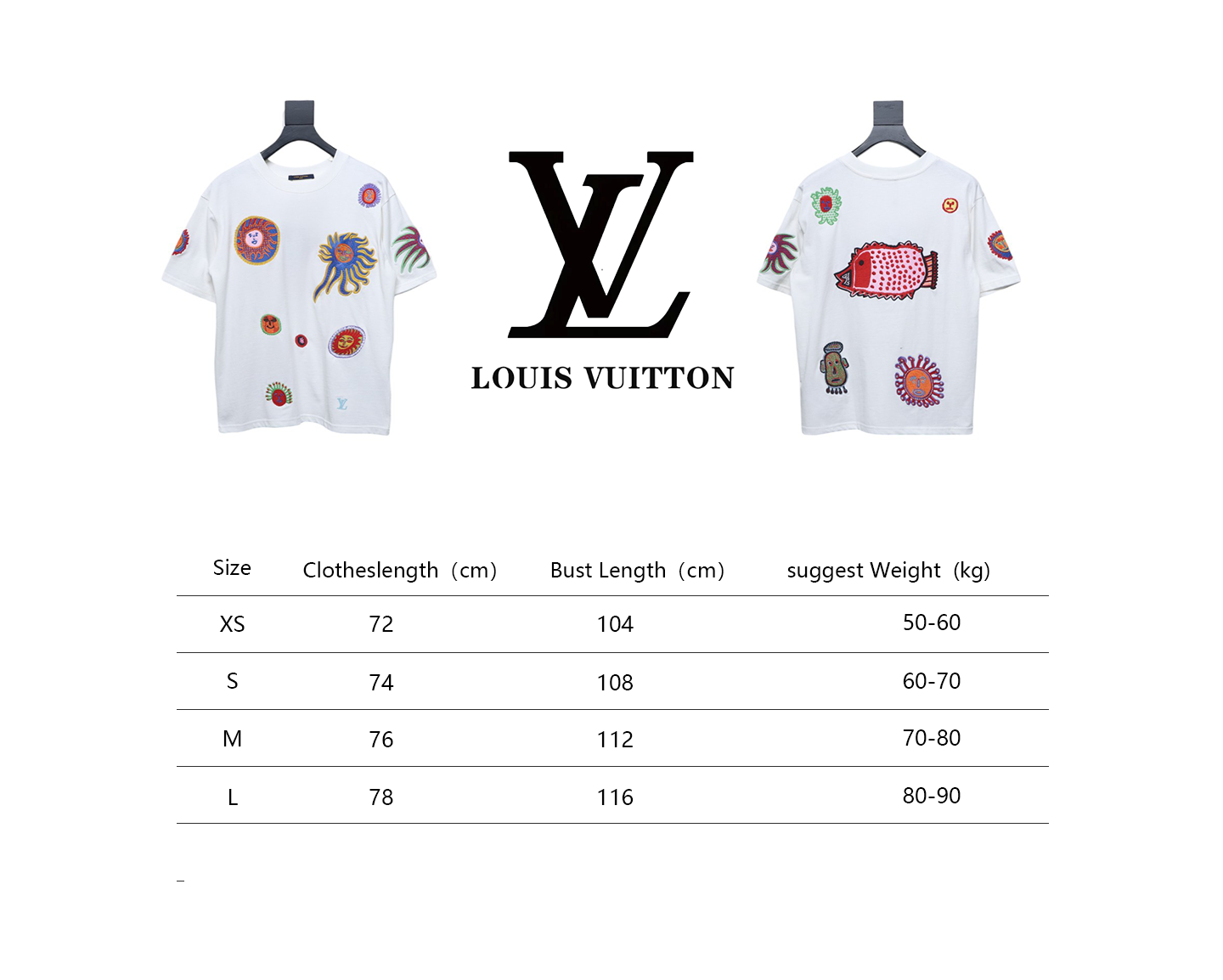 Louis Vuitton Sunfish Embroidered Couple Short Sleeve T-Shirt