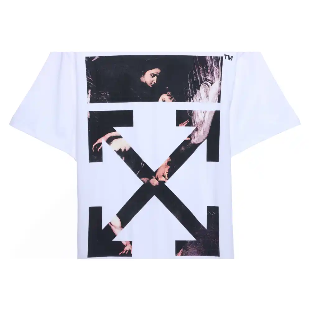 OW Angel Oil Painting Short Sleeve White