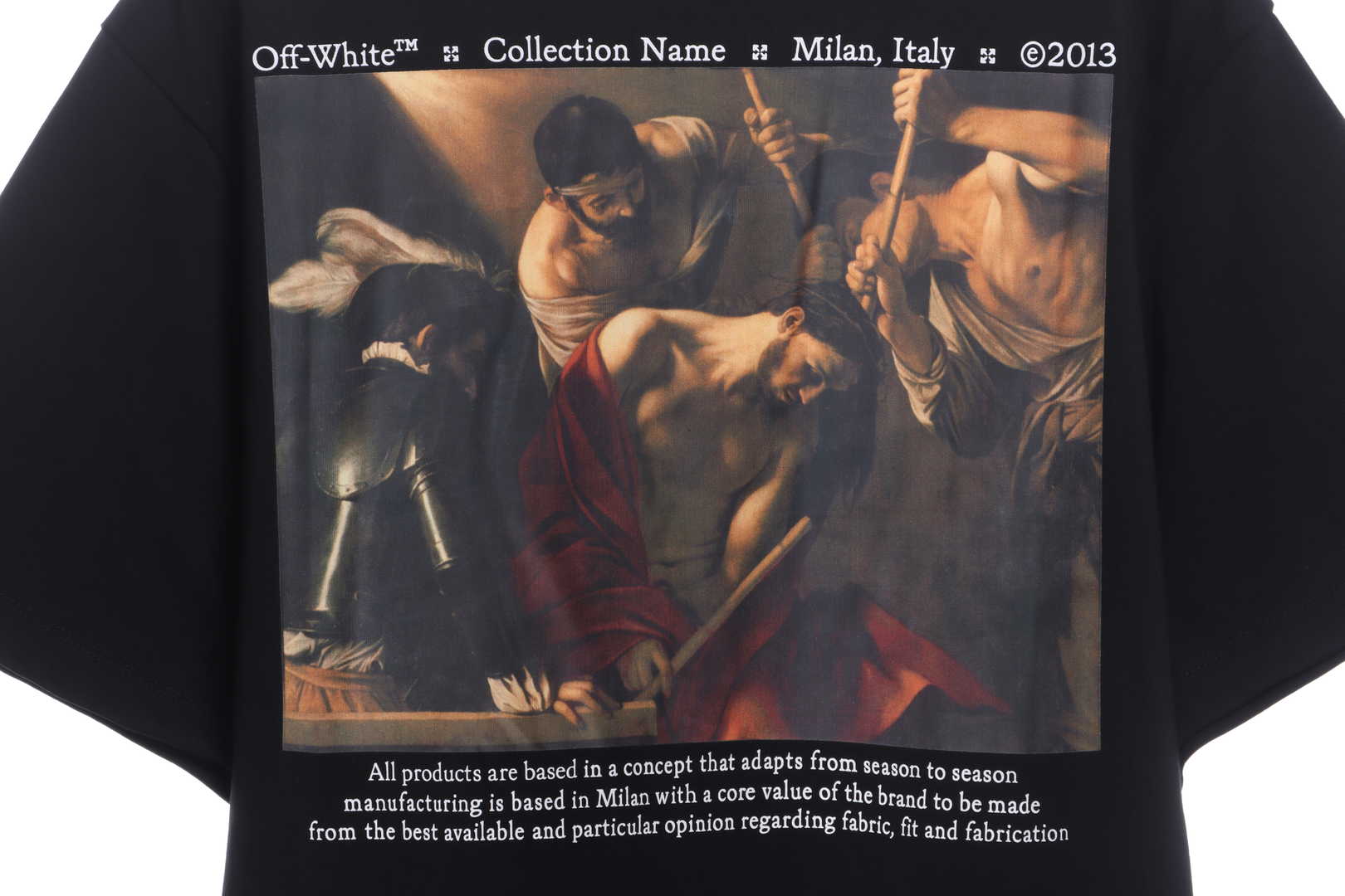 OW Classical Religious Oil Painting Short Sleeve Black