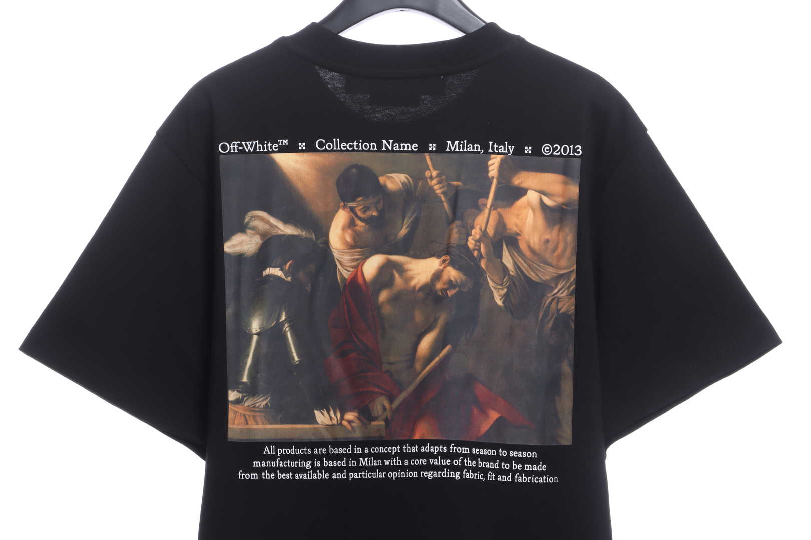 OW Classical Religious Oil Painting Short Sleeve Black