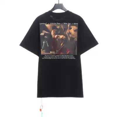 OW Classical Religious Oil Painting Short Sleeve Black 01