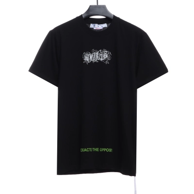 OW embroidered flocking print short sleeves (special offer) black 02