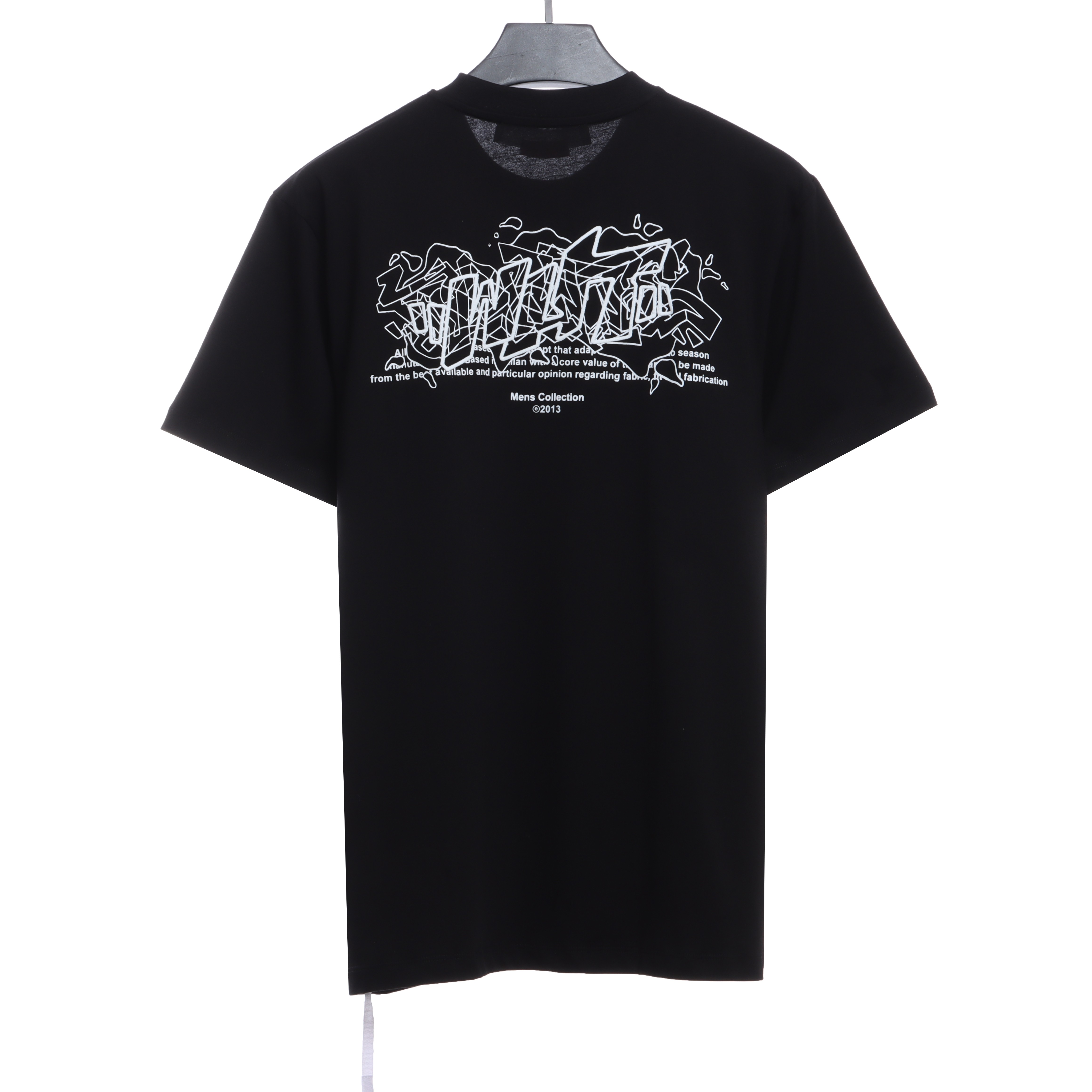 OW embroidered flocking print short sleeves (special offer) black