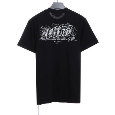 OW embroidered flocking print short sleeves (special offer) black 01