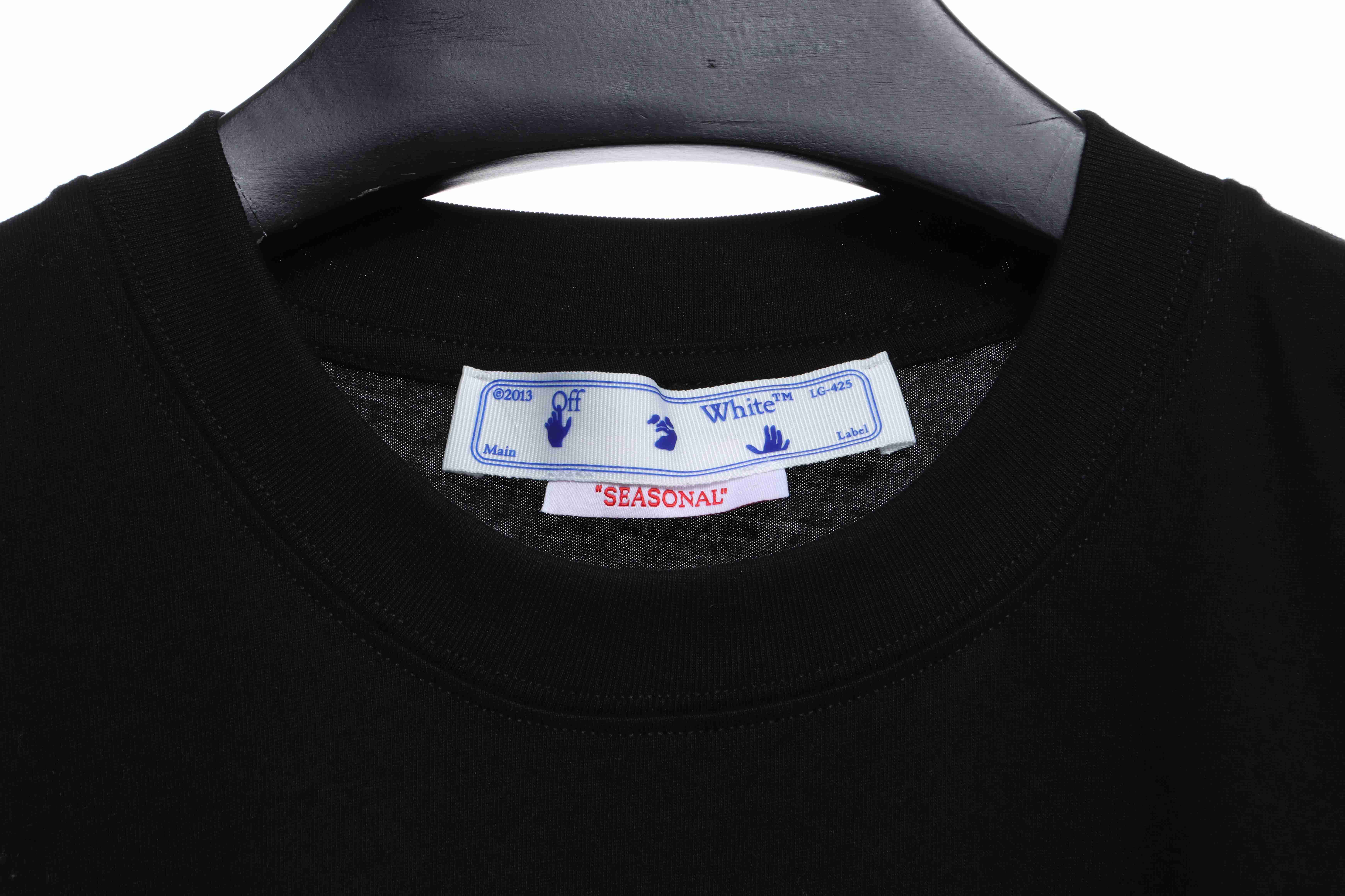 OW embroidered flocking print short sleeves (special offer) black