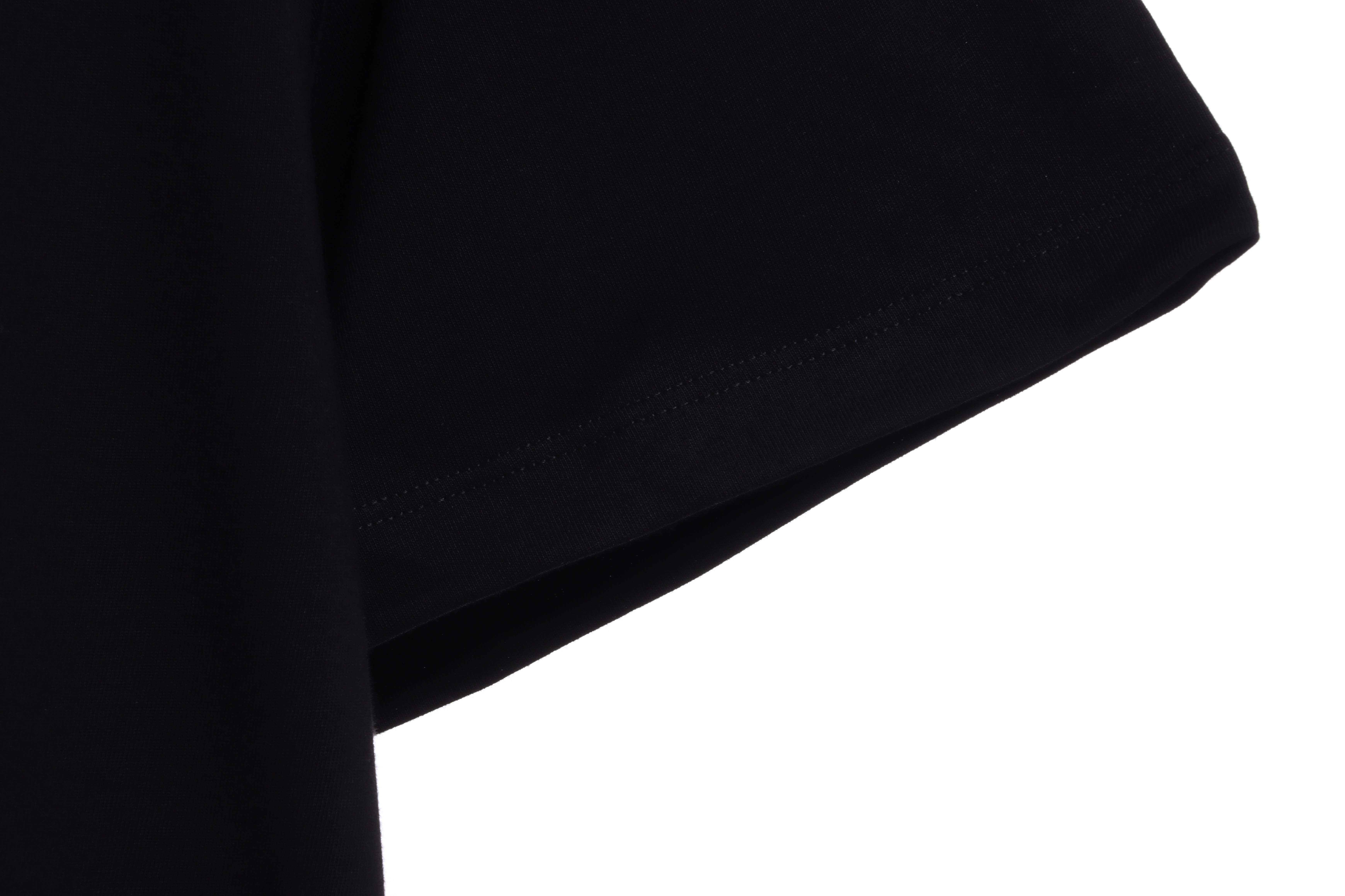 OW embroidered flocking print short sleeves (special offer) black