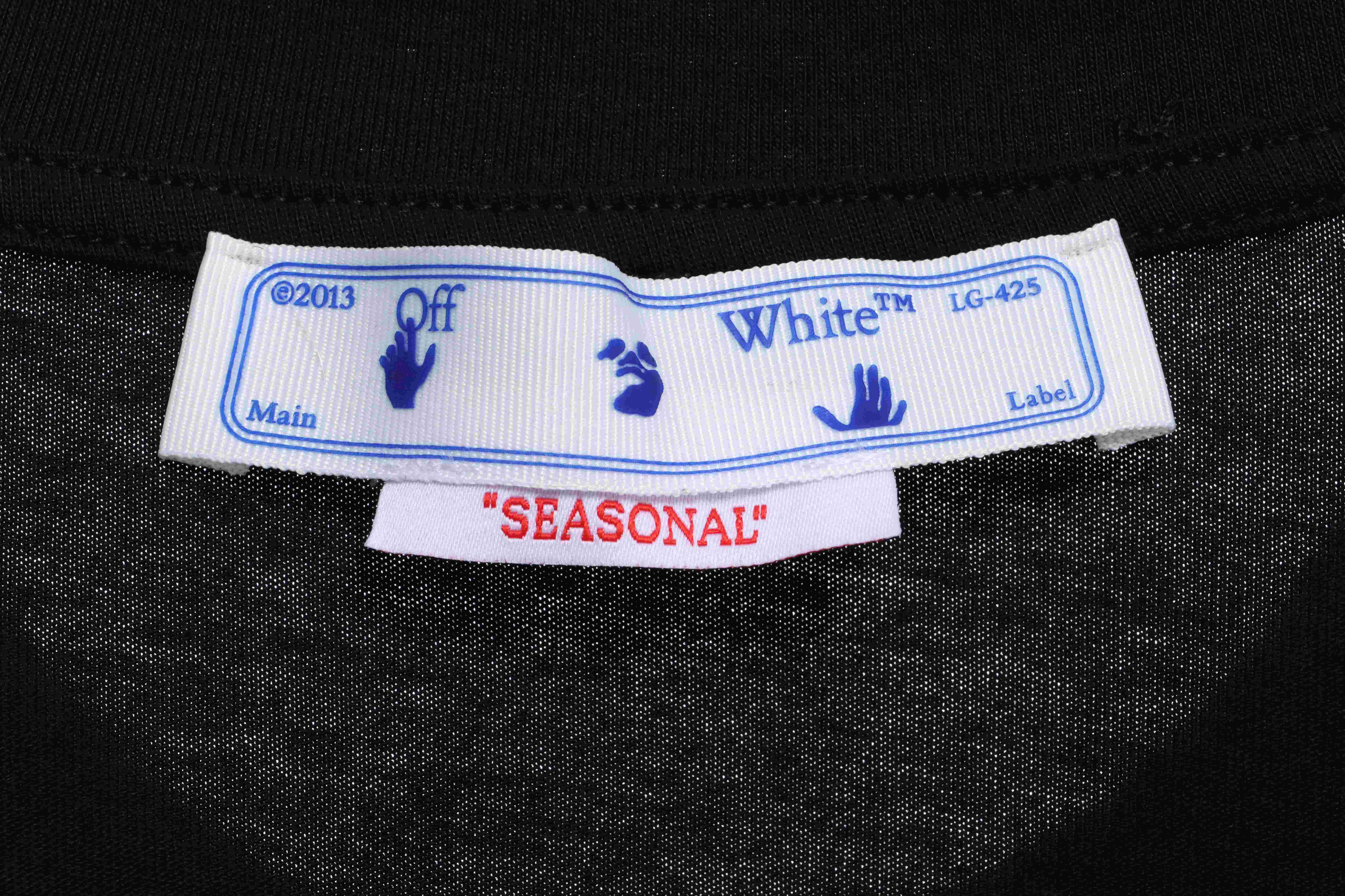 OW embroidered flocking print short sleeves (special offer) black