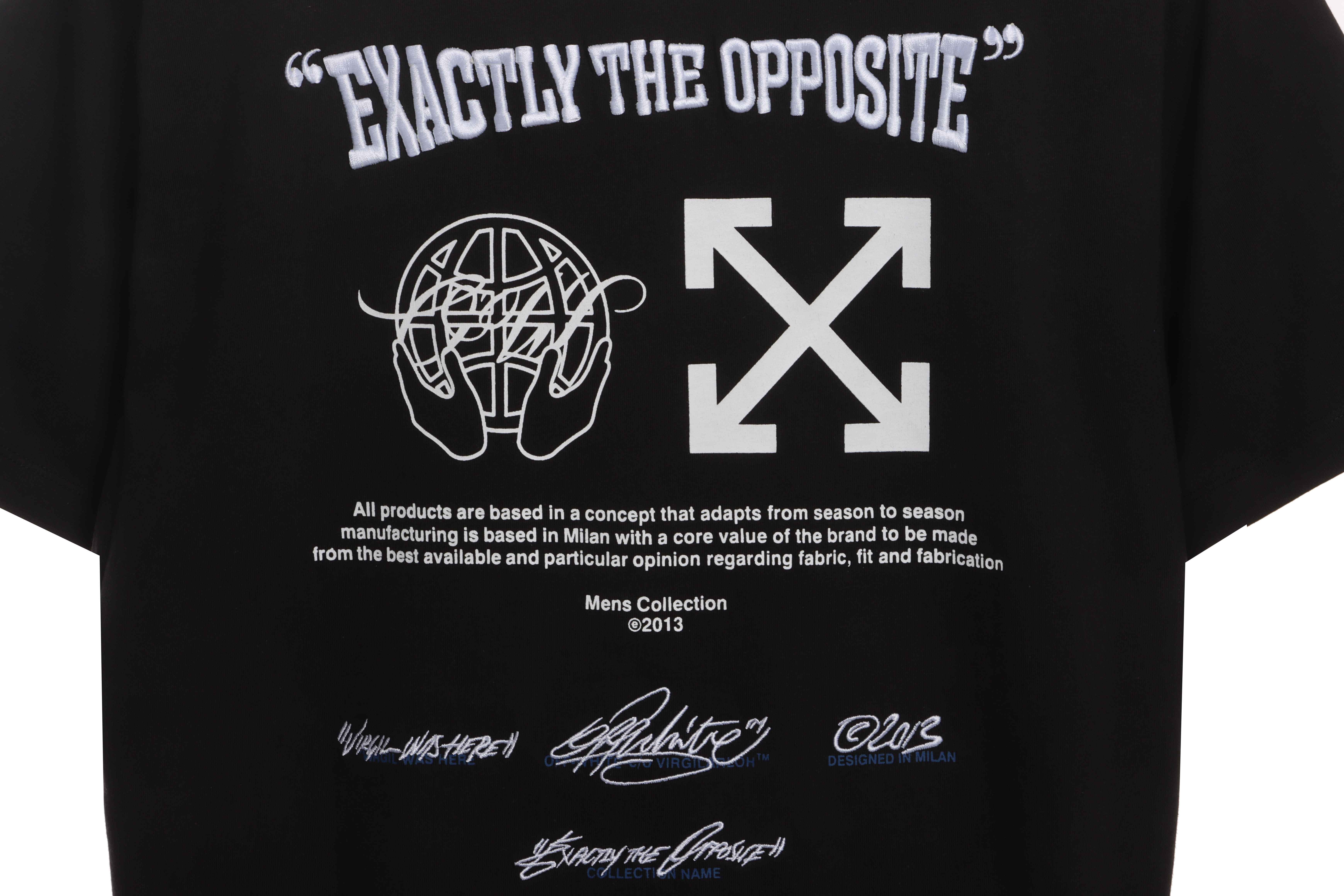 OW embroidered logo arrow slogan short sleeve black