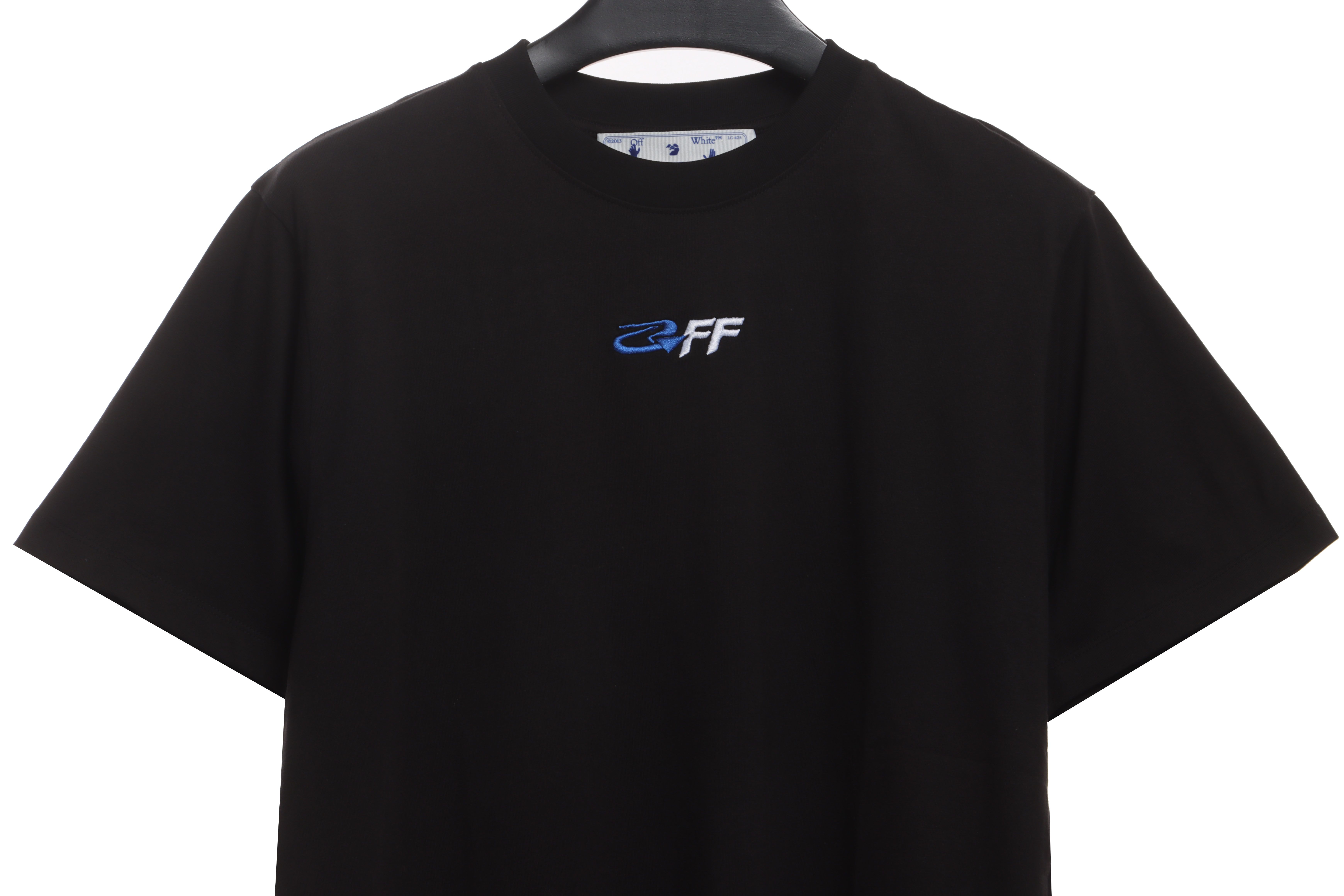 OW embroidered logo arrow slogan short sleeve black