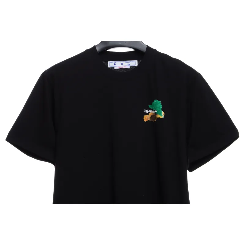 OW environmentally friendly ink hand-painted colorful graffiti short sleeve black