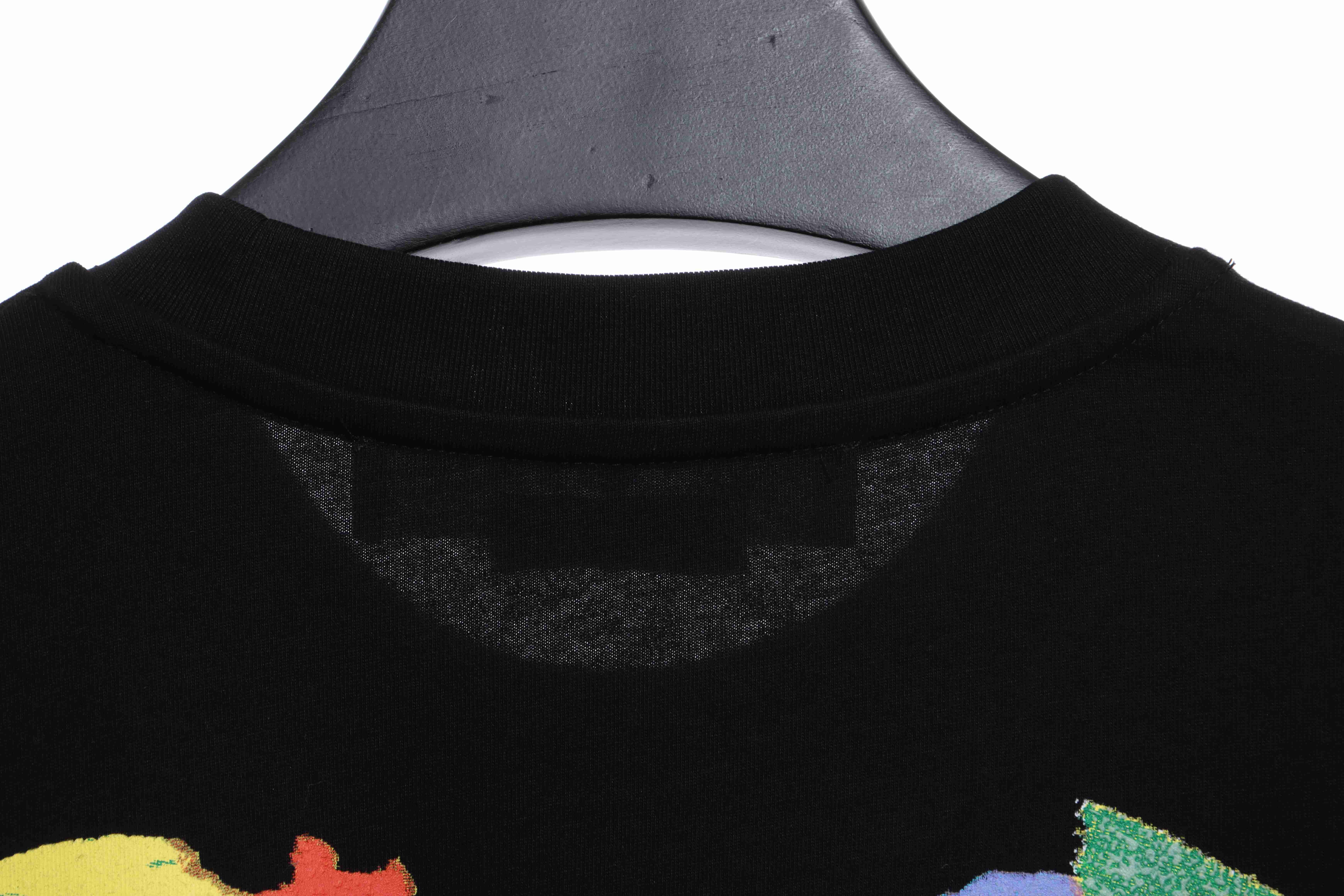 OW environmentally friendly ink hand-painted colorful graffiti short sleeve black