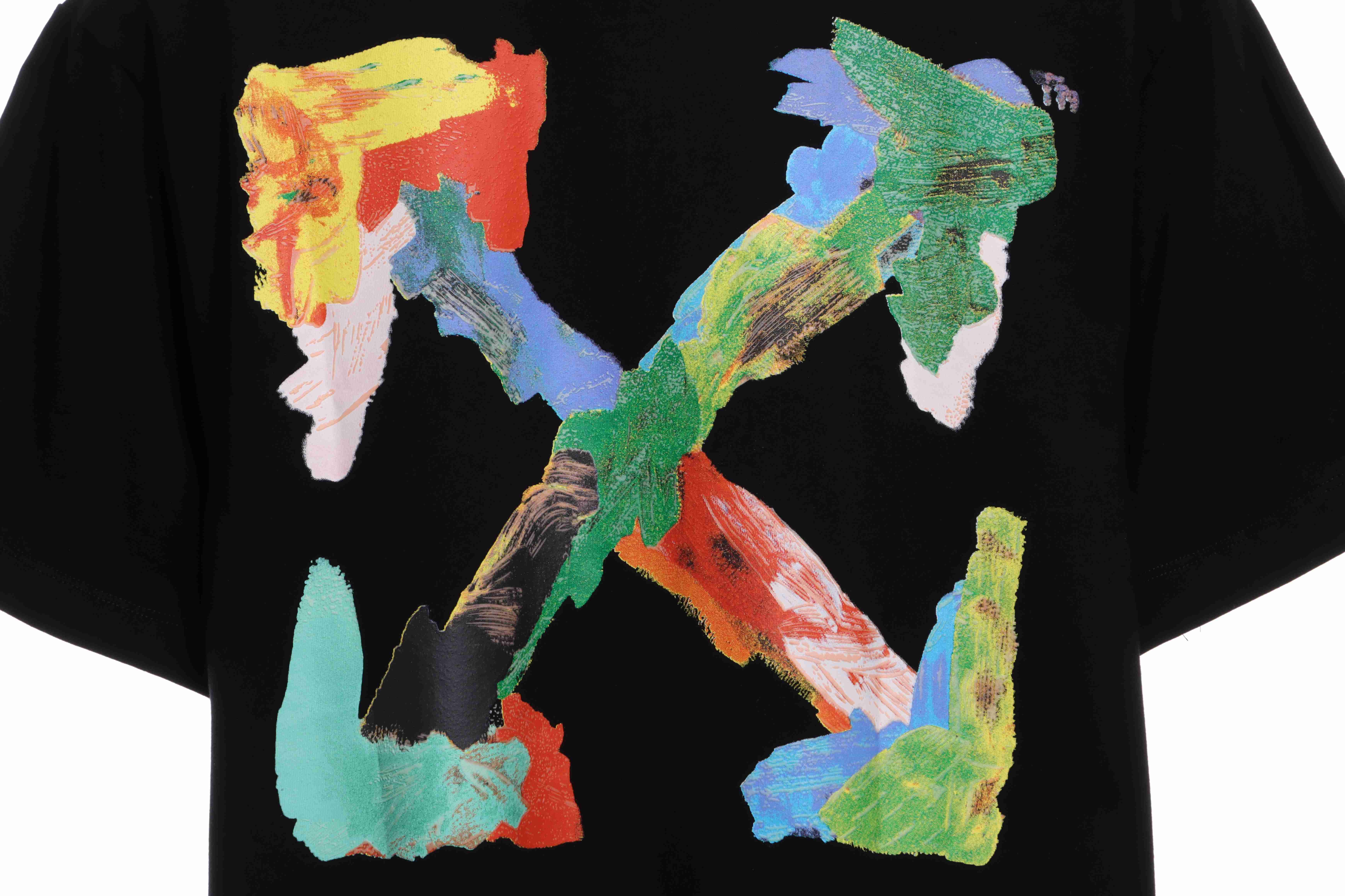 OW environmentally friendly ink hand-painted colorful graffiti short sleeve black