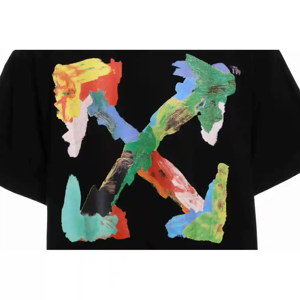 OW environmentally friendly ink hand-painted colorful graffiti short sleeve black