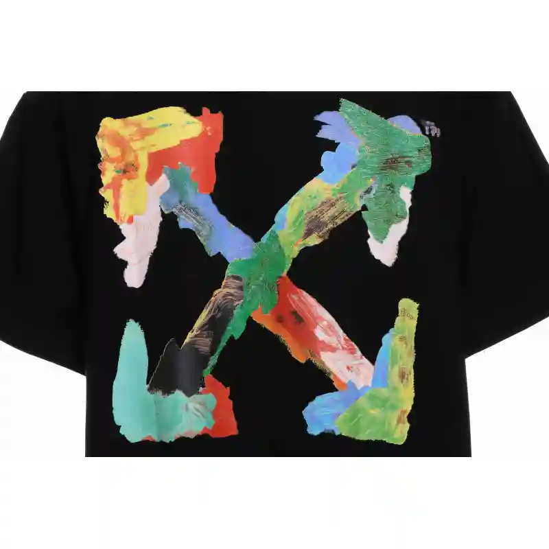 OW environmentally friendly ink hand-painted colorful graffiti short sleeve black