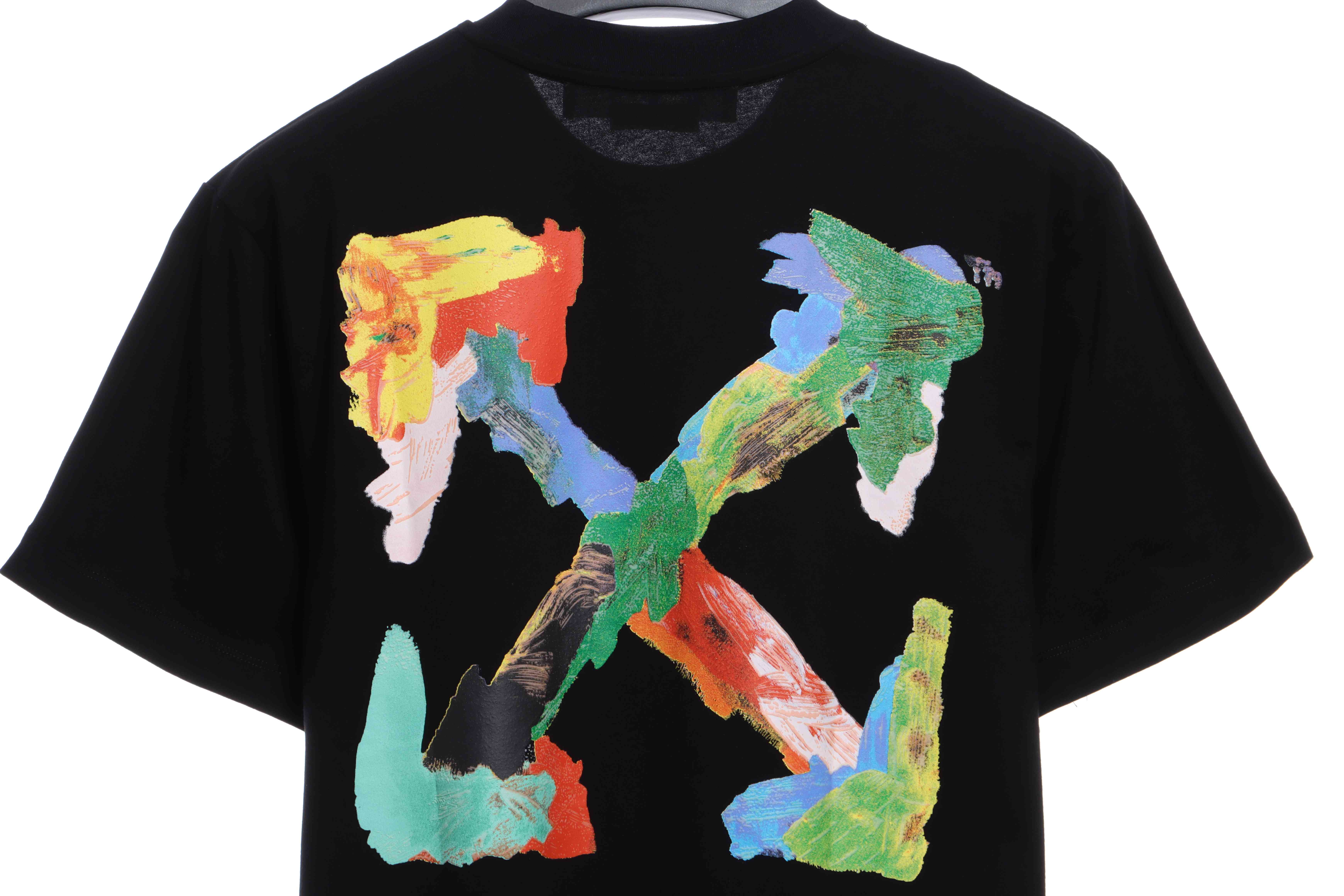 OW environmentally friendly ink hand-painted colorful graffiti short sleeve black