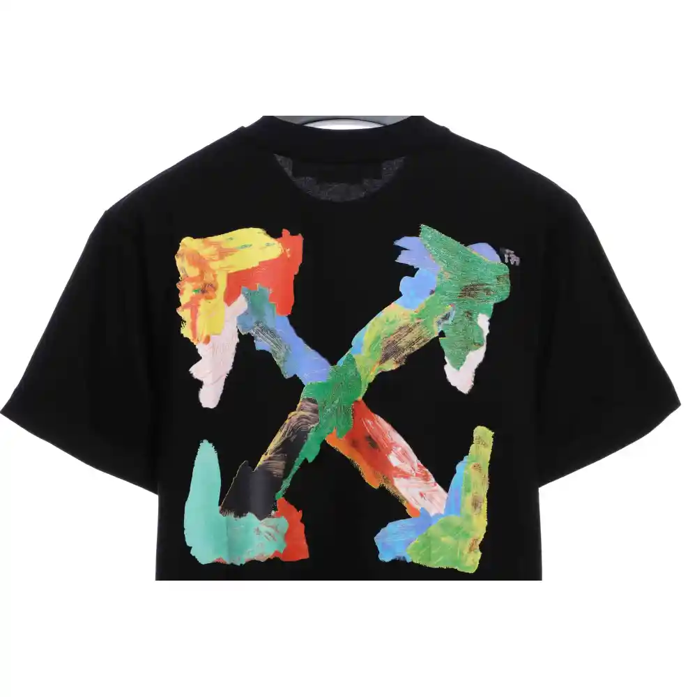 OW environmentally friendly ink hand-painted colorful graffiti short sleeve black