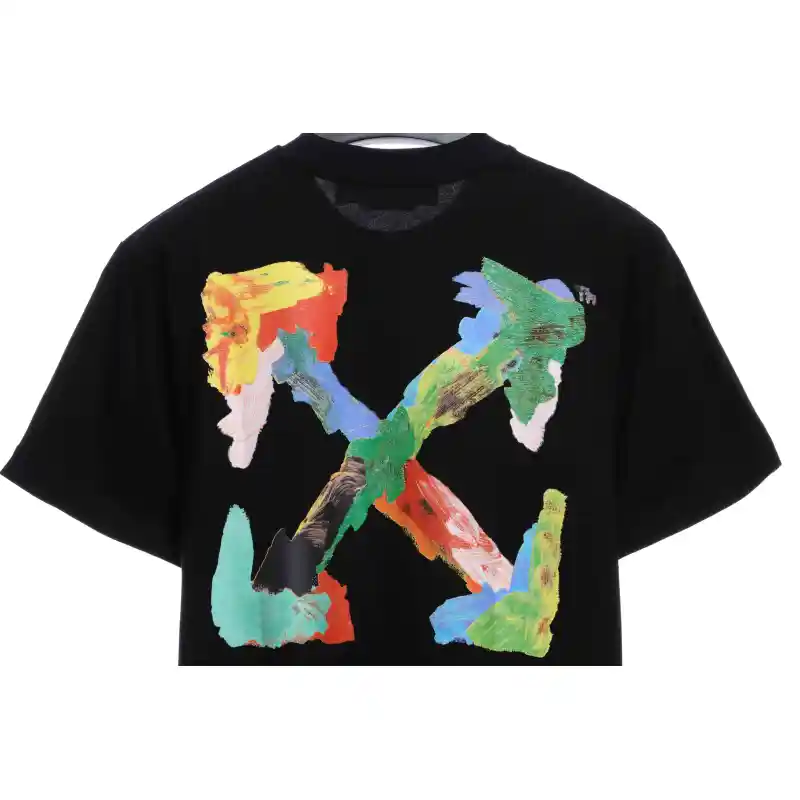 OW environmentally friendly ink hand-painted colorful graffiti short sleeve black