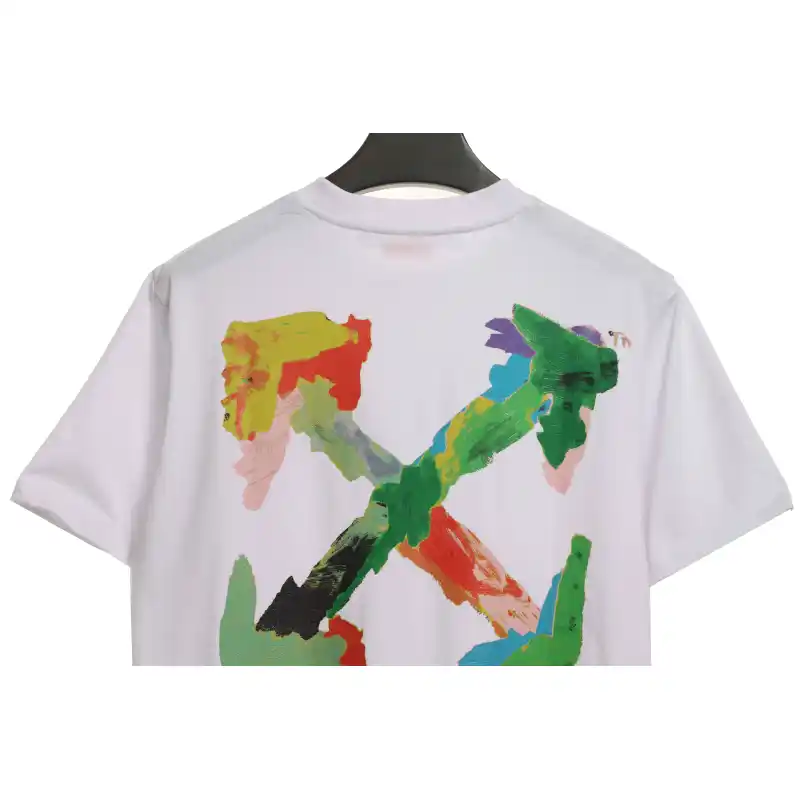 OW Environmentally friendly ink hand-painted colorful graffiti short sleeves white