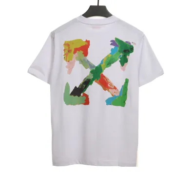 OW Environmentally friendly ink hand-painted colorful graffiti short sleeves white 01