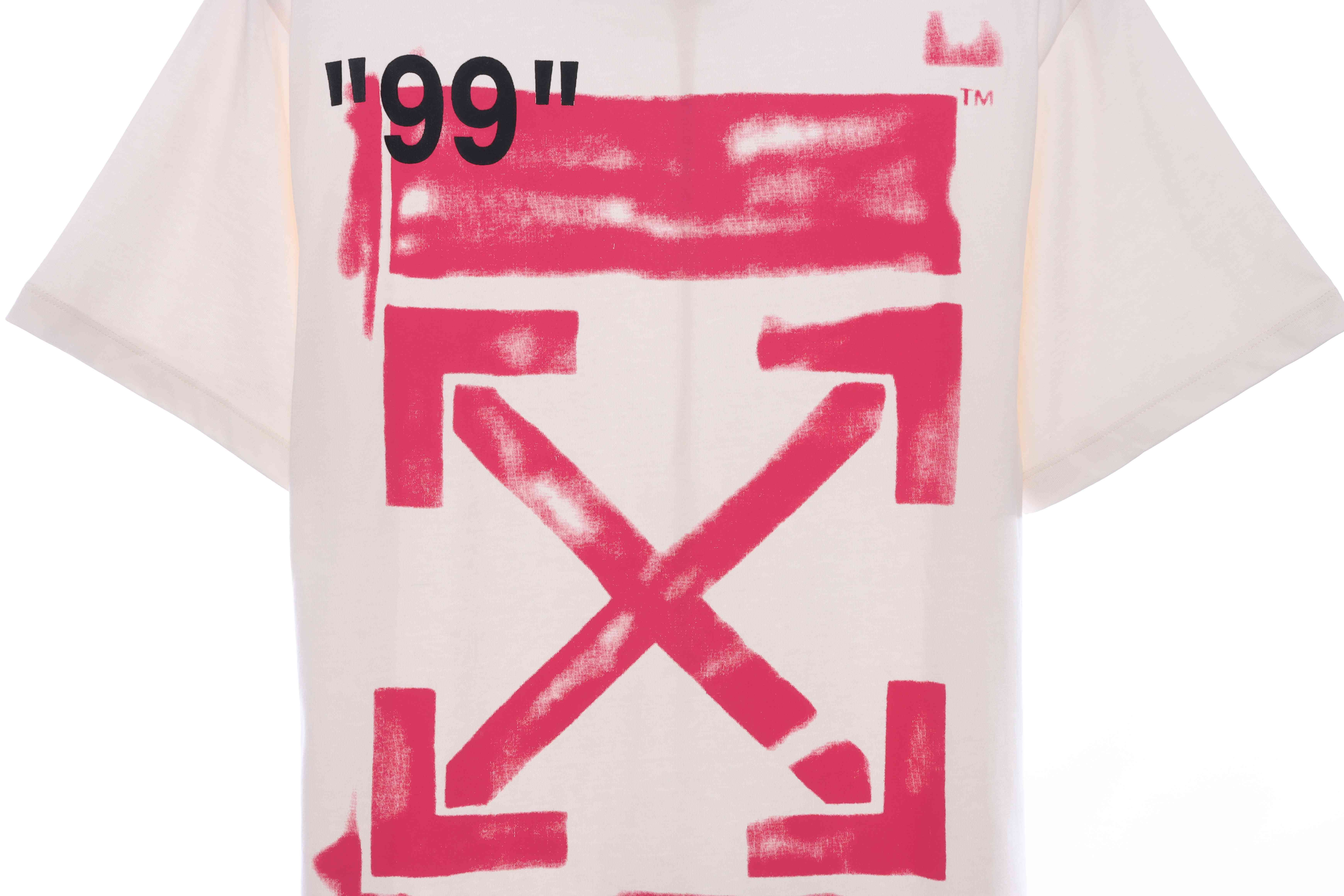 OW Graffiti Pink Arrow Short Sleeve White
