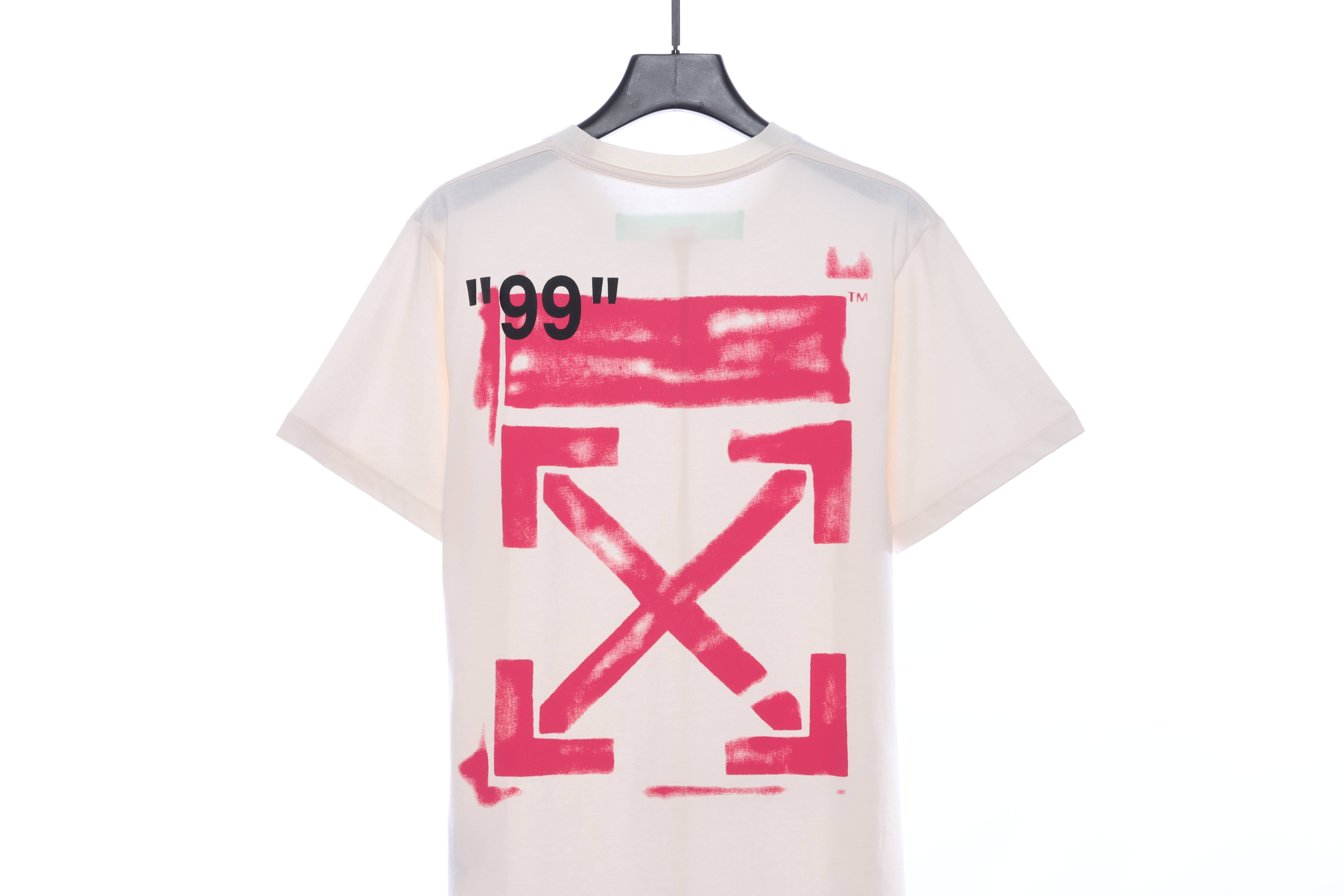 OW Graffiti Pink Arrow Short Sleeve White