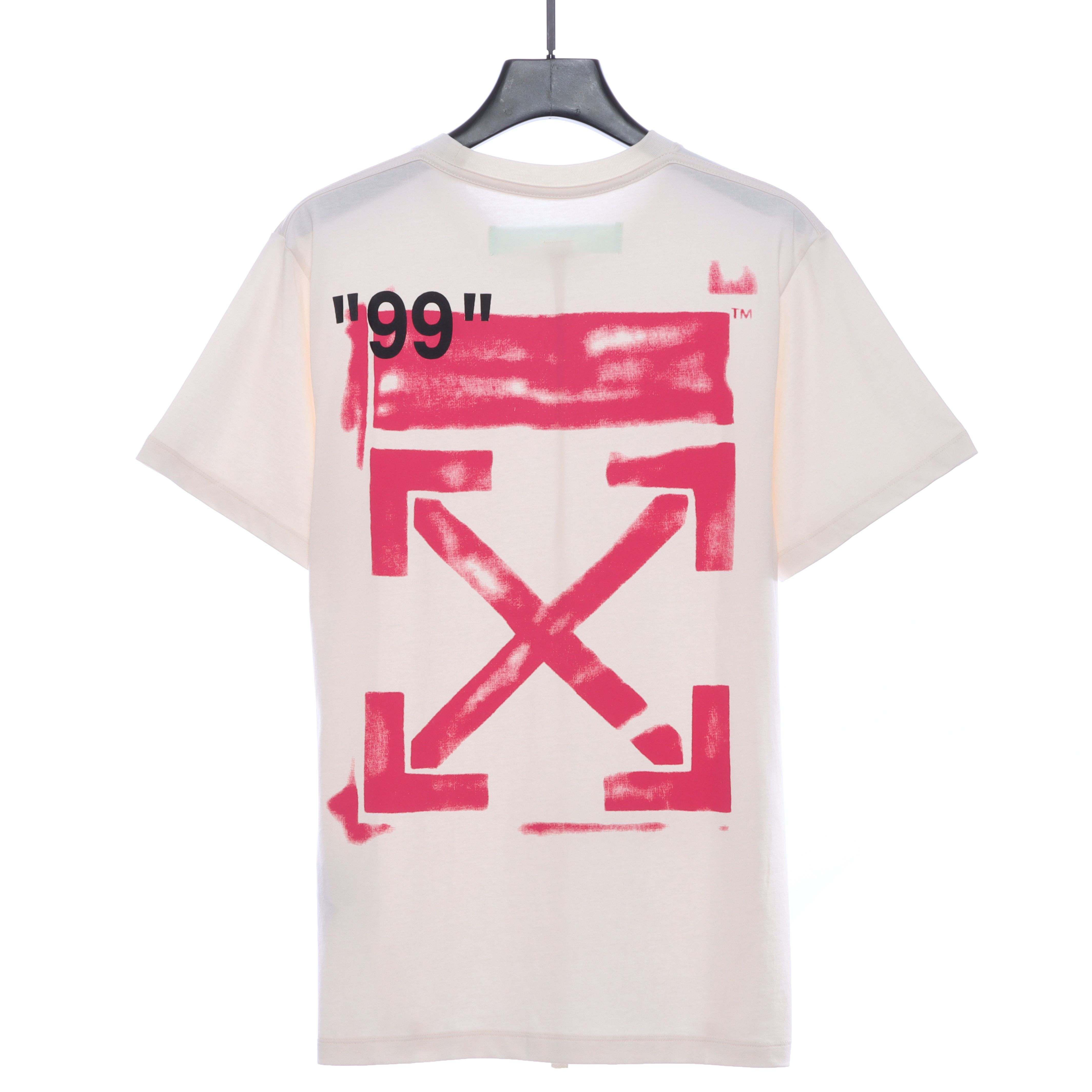 OW Graffiti Pink Arrow Short Sleeve White
