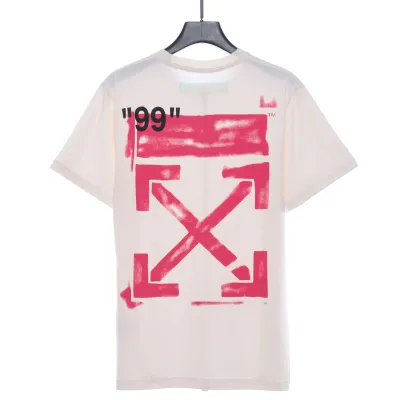 OW Graffiti Pink Arrow Short Sleeve White 01