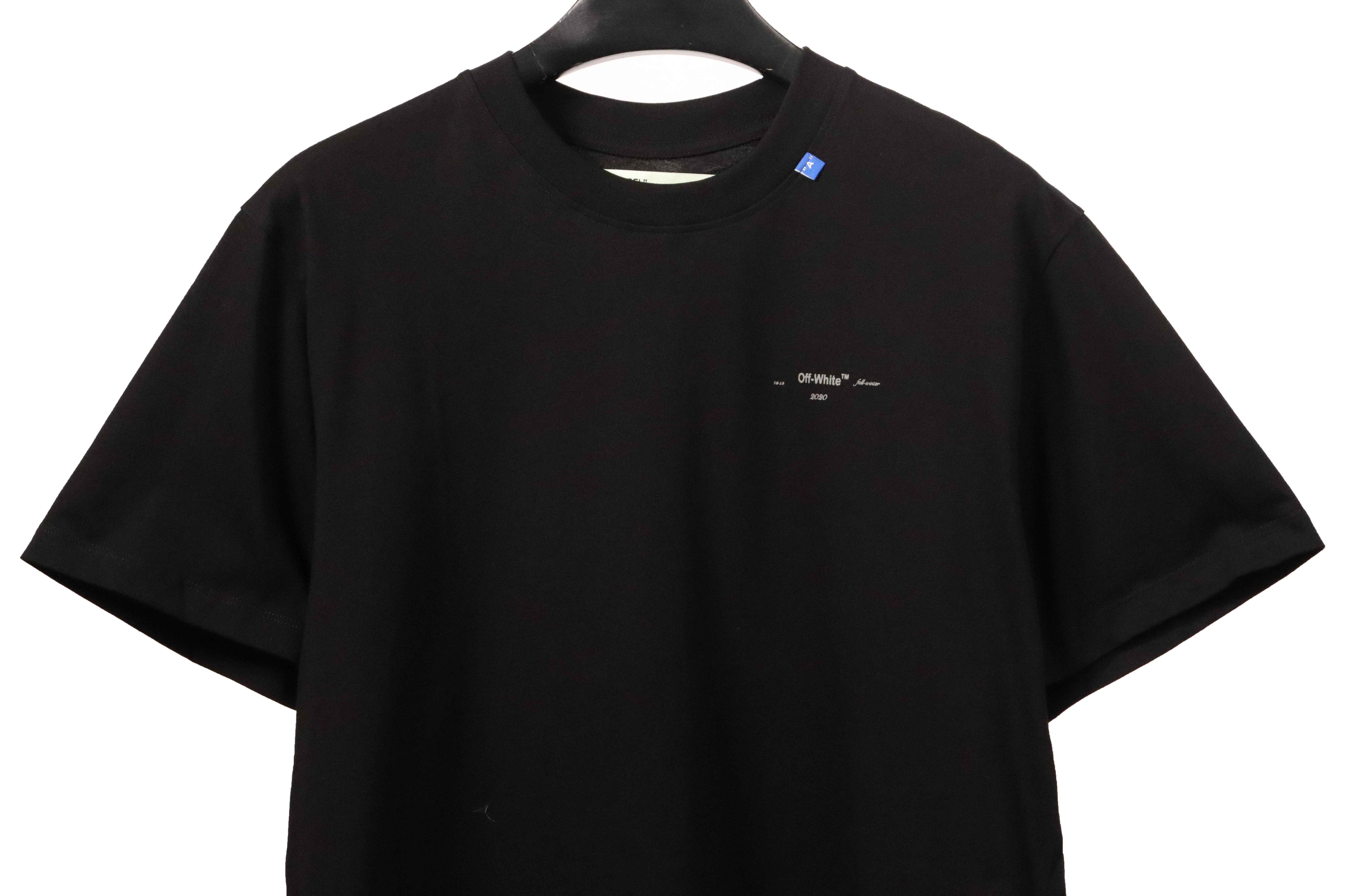 OW Incomplete Lines Arrow Printed Short Sleeve Black