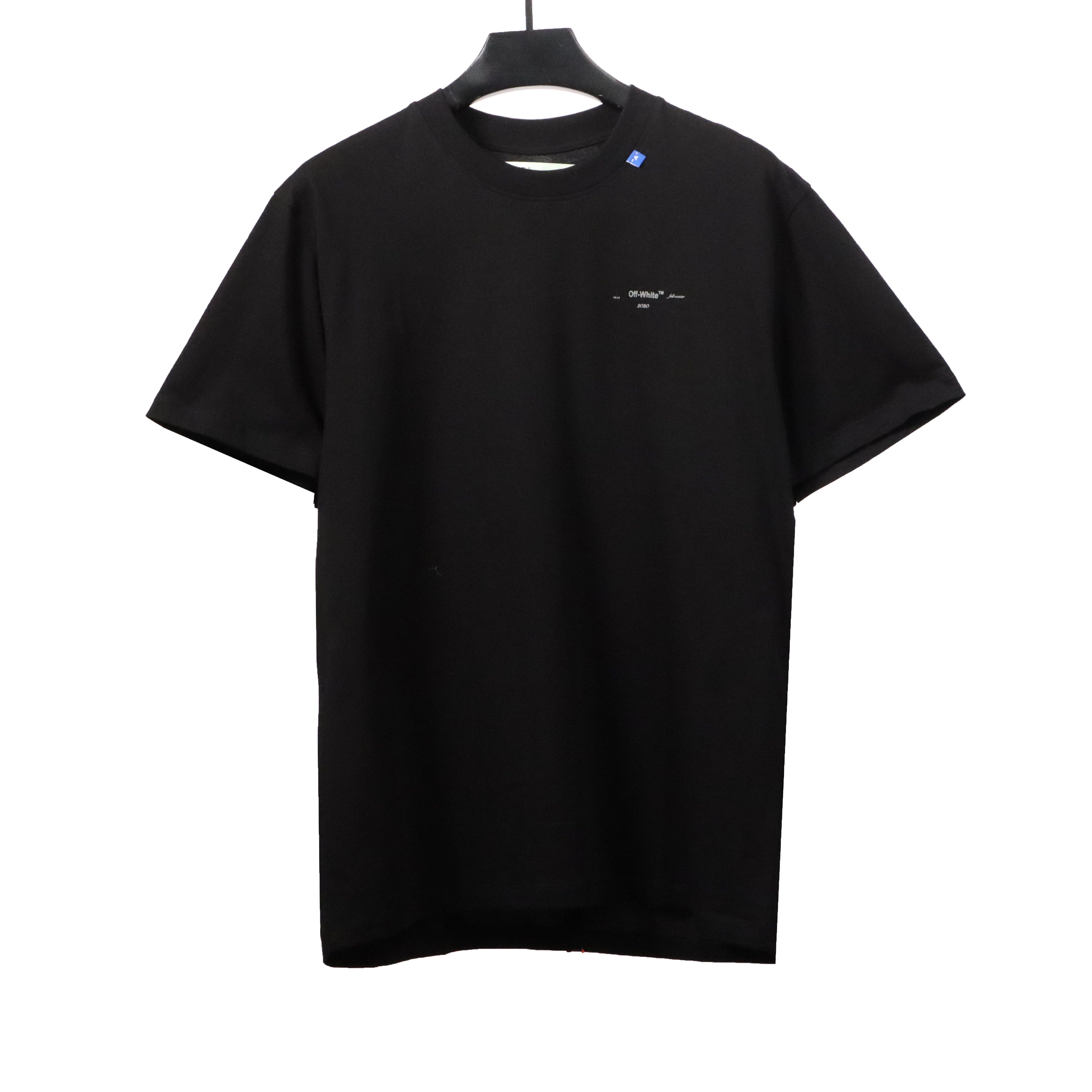 OW Incomplete Lines Arrow Printed Short Sleeve Black