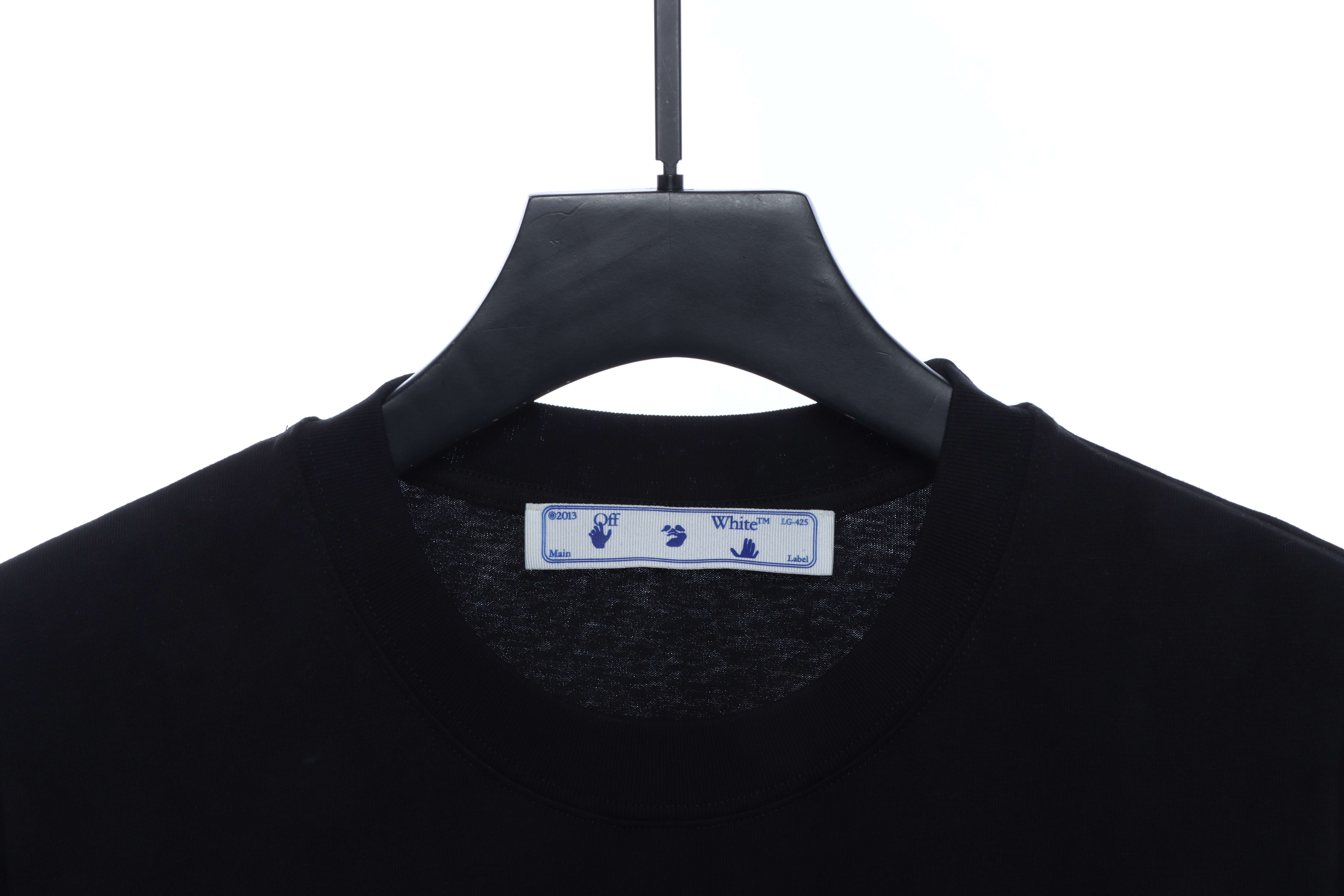 OW Melting Arrow Printed Short Sleeve Black and Gray