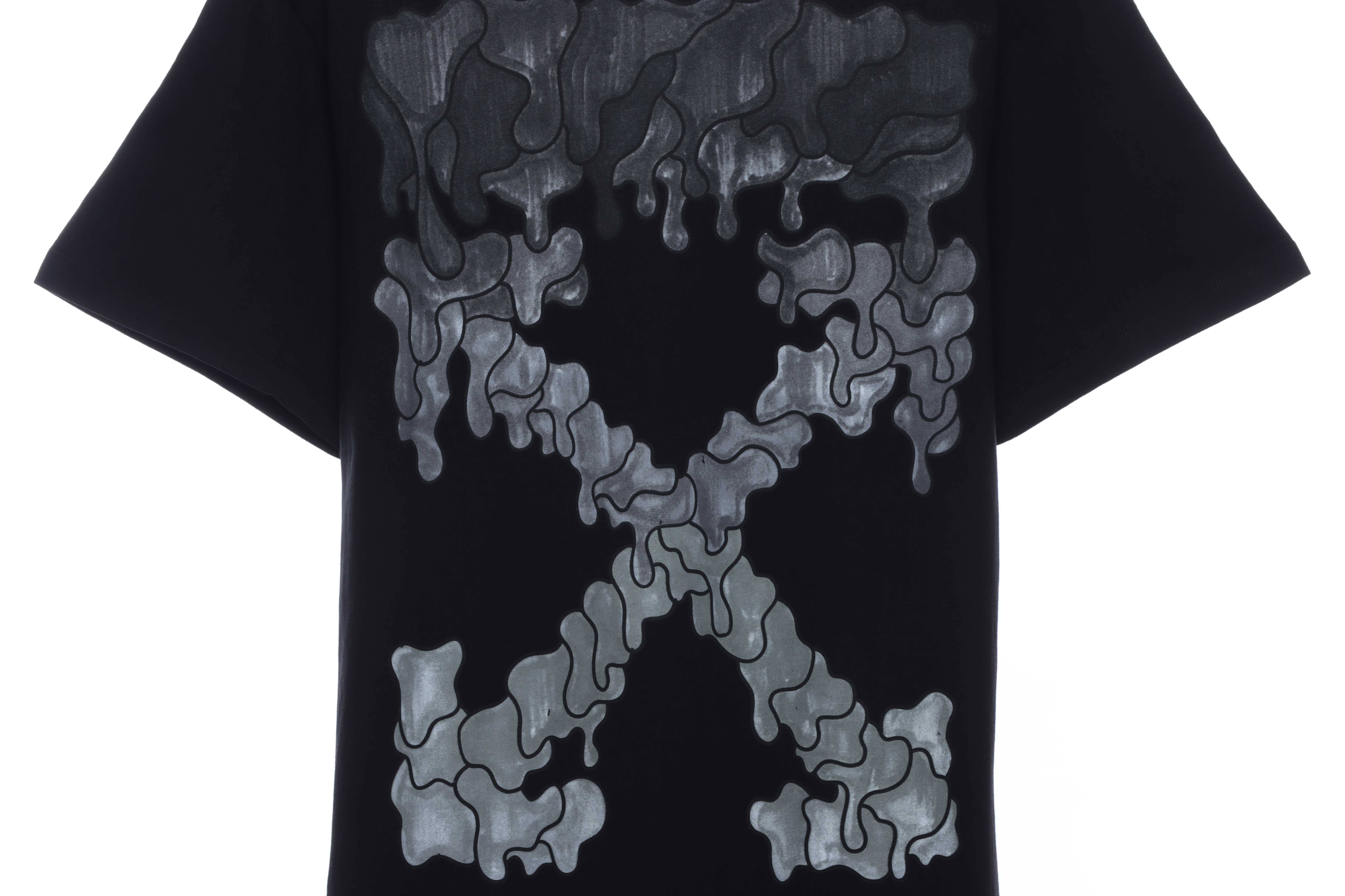 OW Melting Arrow Printed Short Sleeve Black and Gray