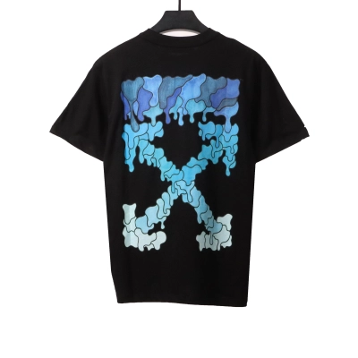 OW Melting Arrow Printed Short Sleeve Black Blue 01