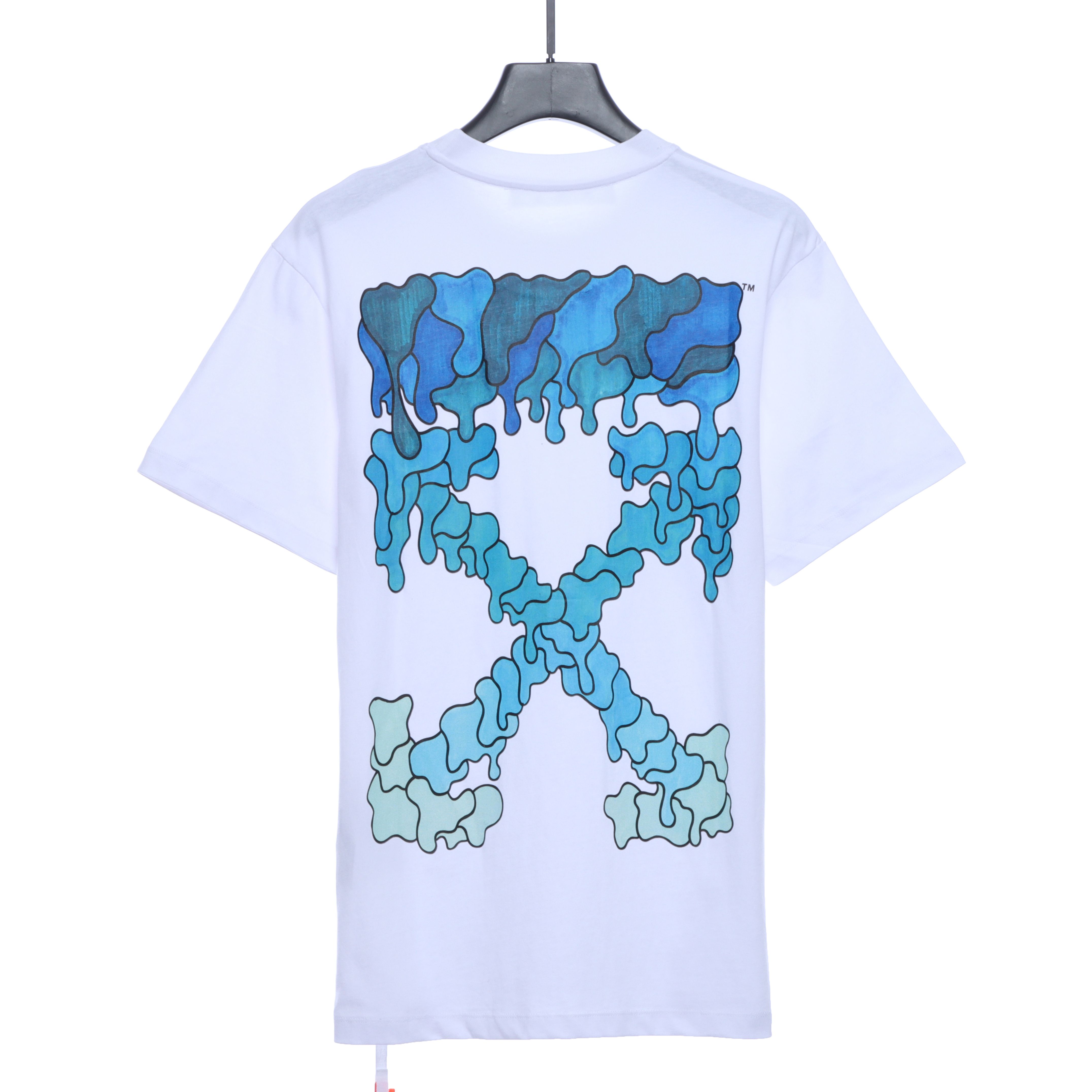 OW Melting Arrow Printed Short Sleeve White and Blue