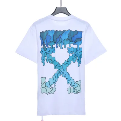 OW Melting Arrow Printed Short Sleeve White and Blue 01