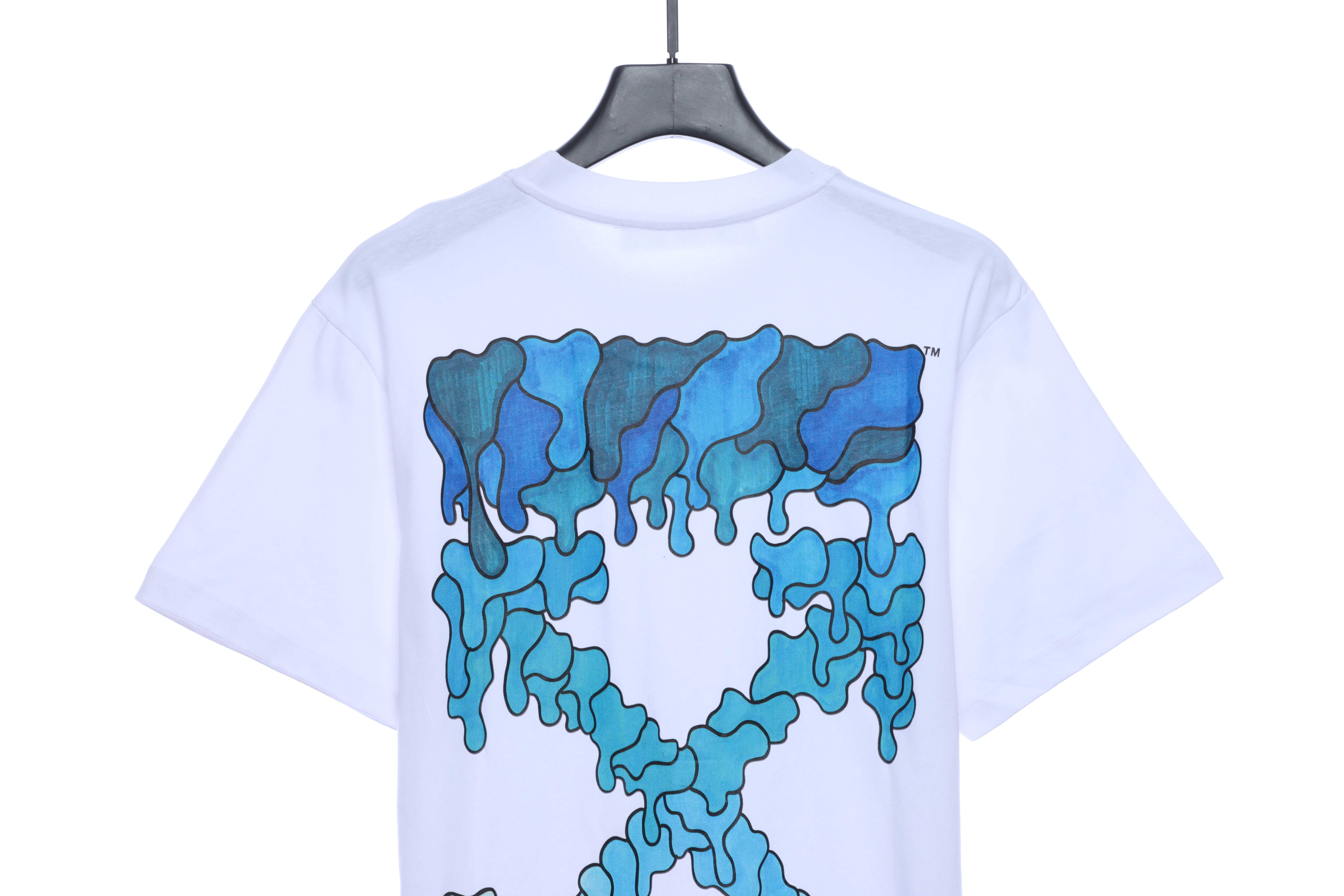 OW Melting Arrow Printed Short Sleeve White and Blue