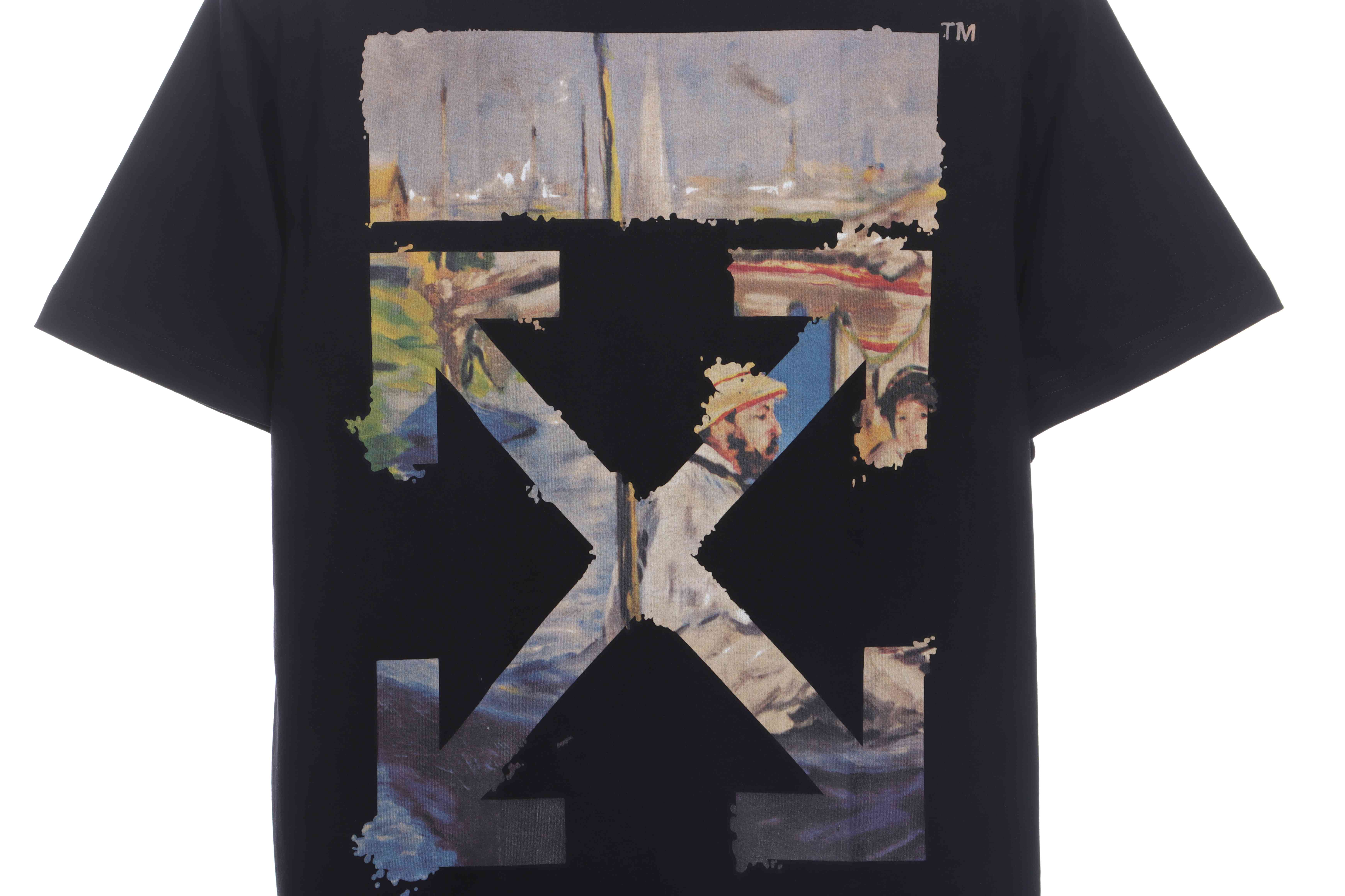 OW oil painting print short sleeve black