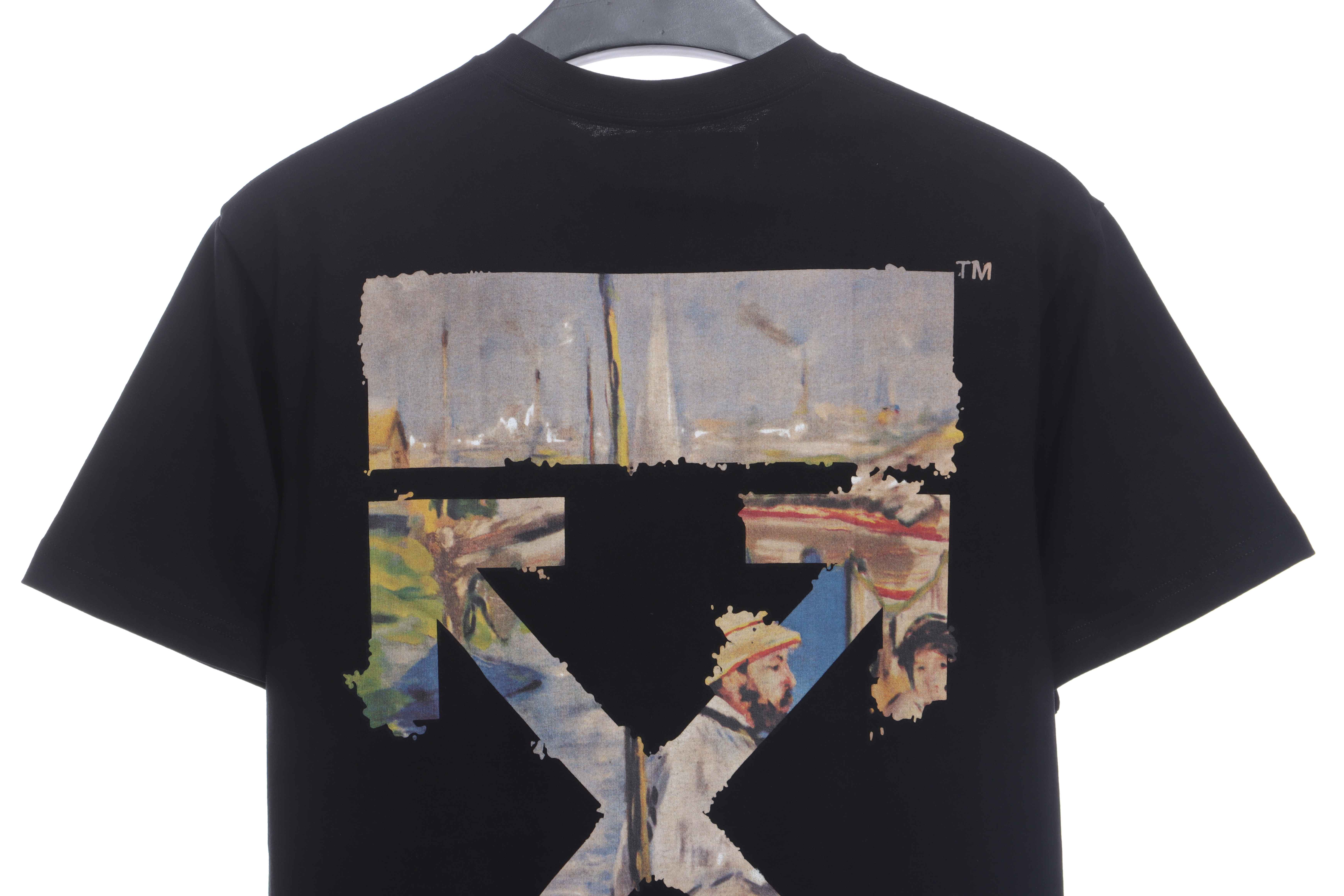 OW oil painting print short sleeve black