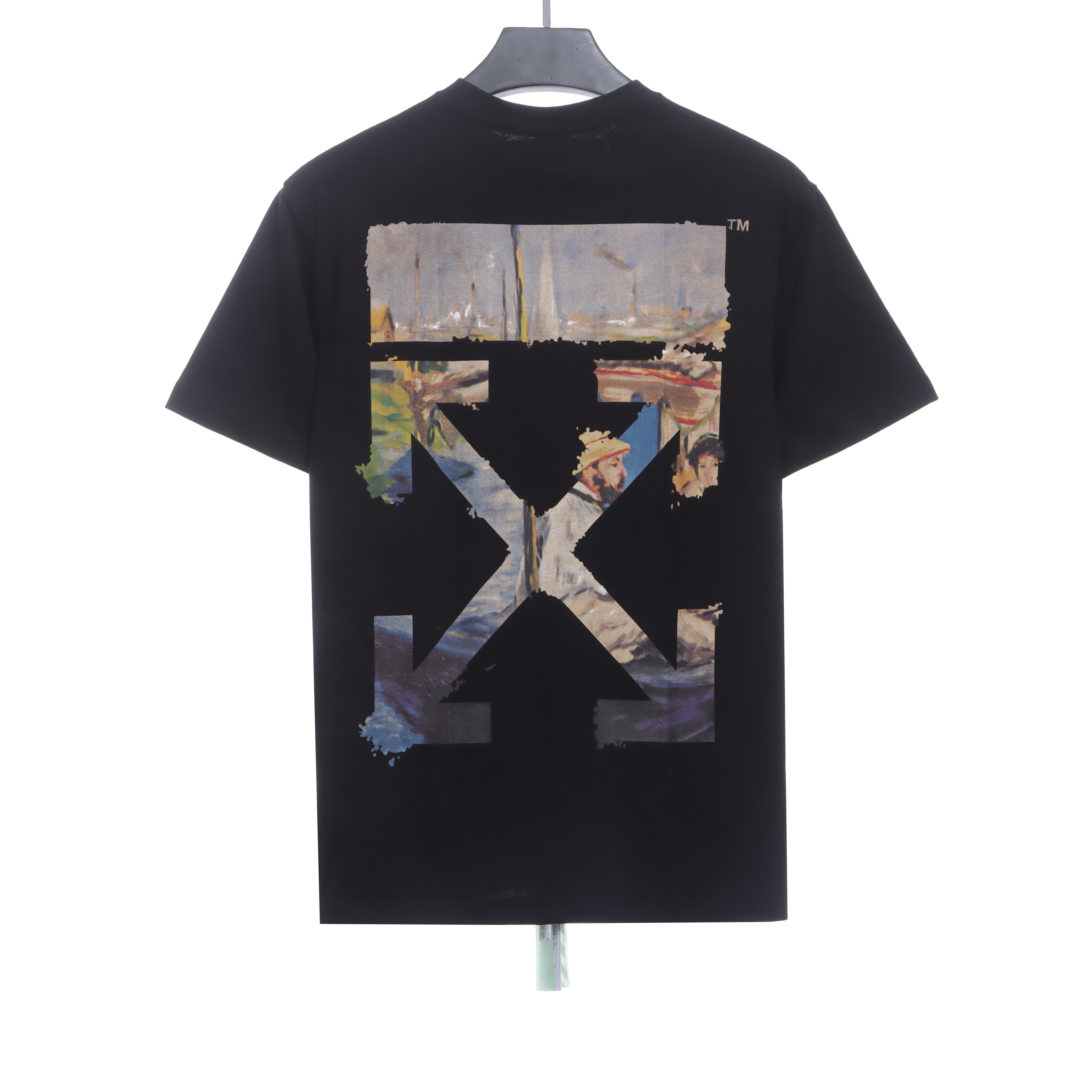 OW oil painting print short sleeve black