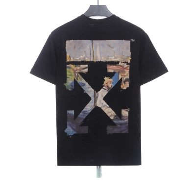 OW oil painting print short sleeve black 01