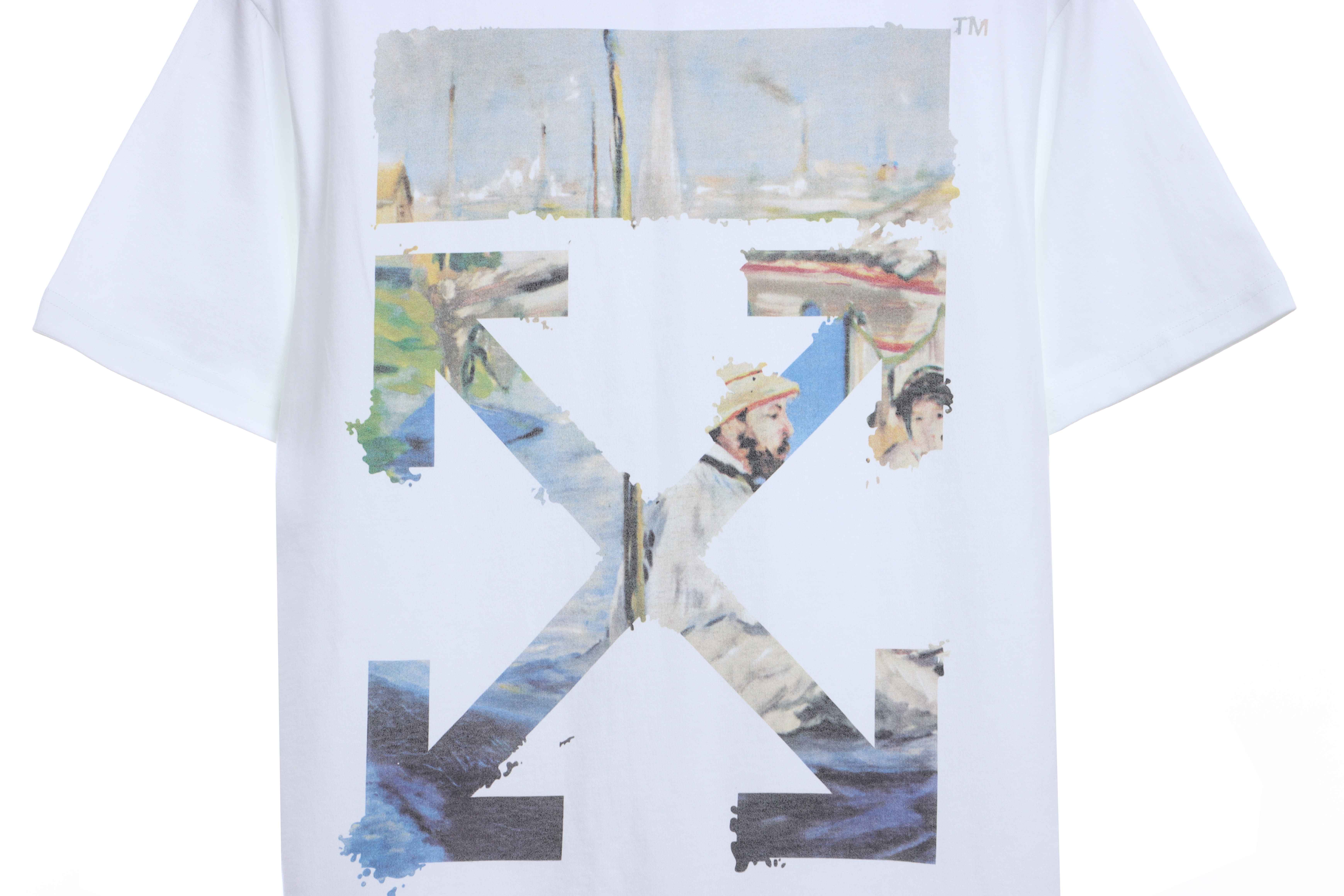OW oil painting print short sleeve White