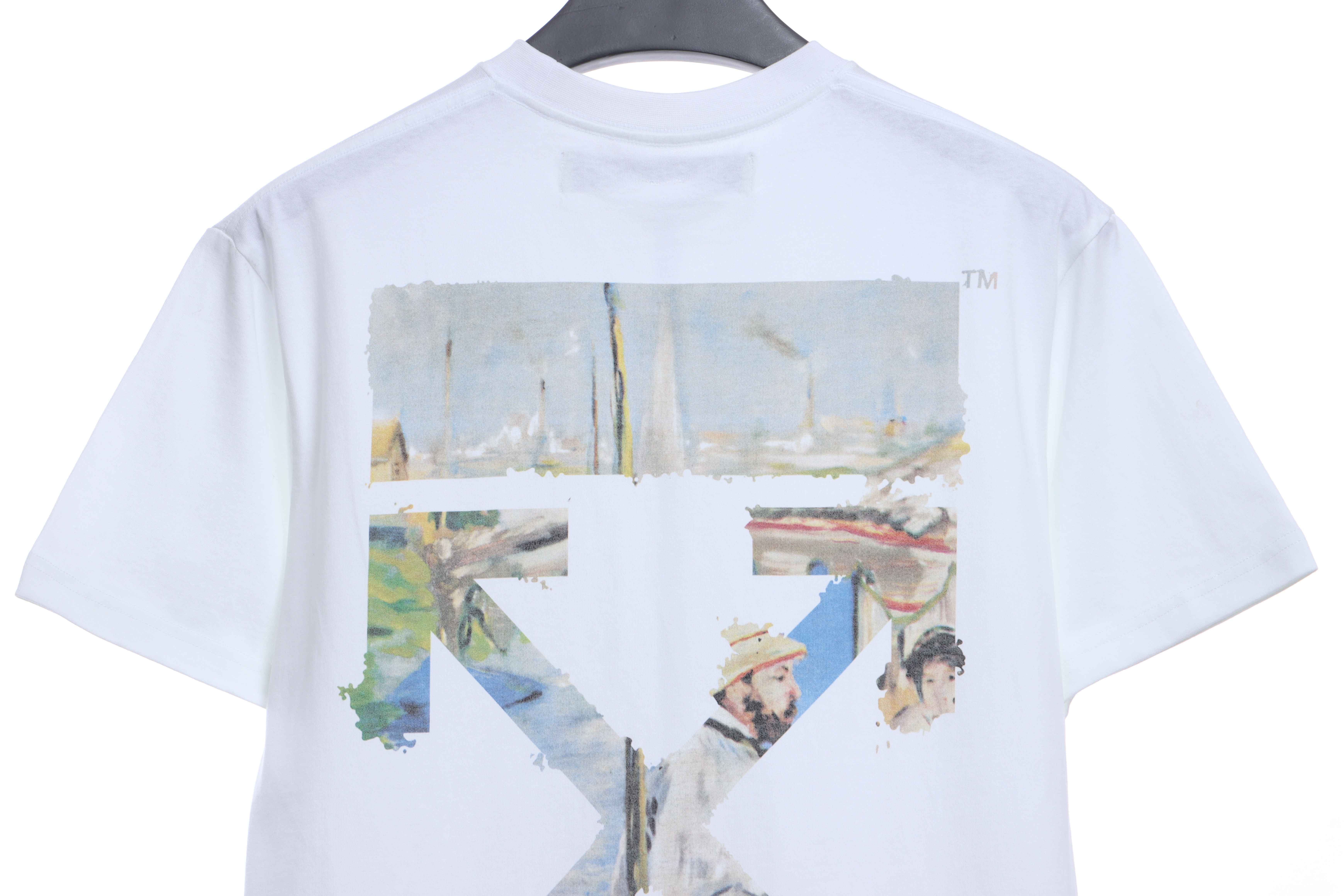 OW oil painting print short sleeve White