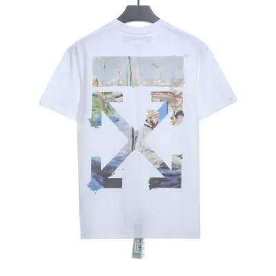 OW oil painting print short sleeve White 01