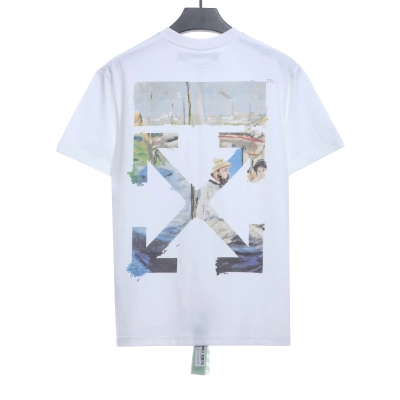 OW oil painting print short sleeve White 01